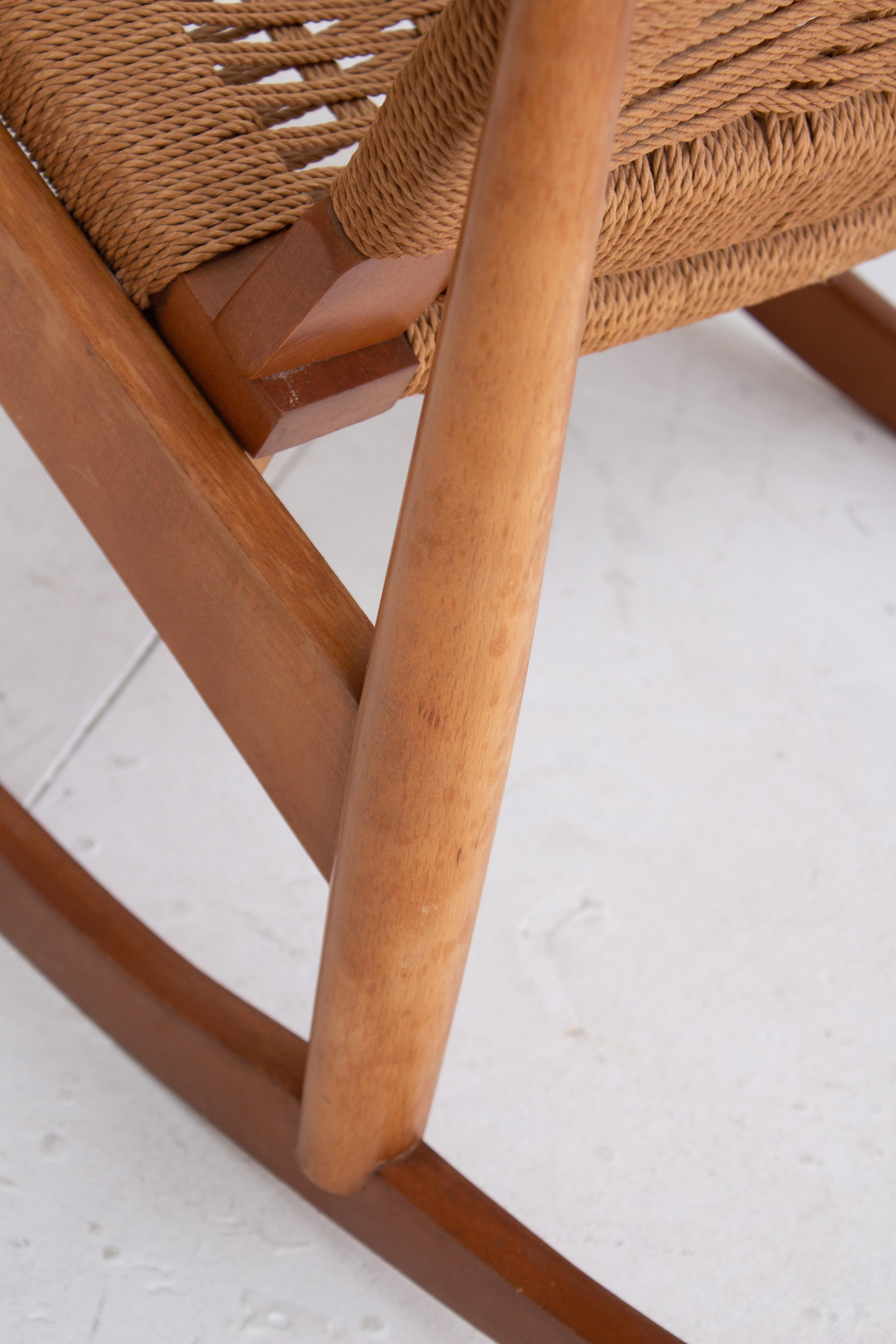 Midcentury Rope Rocking Chair in the Style of Hans Wegner 3