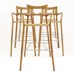Mid-Century Rope Seat Bar Stools, Set of 5