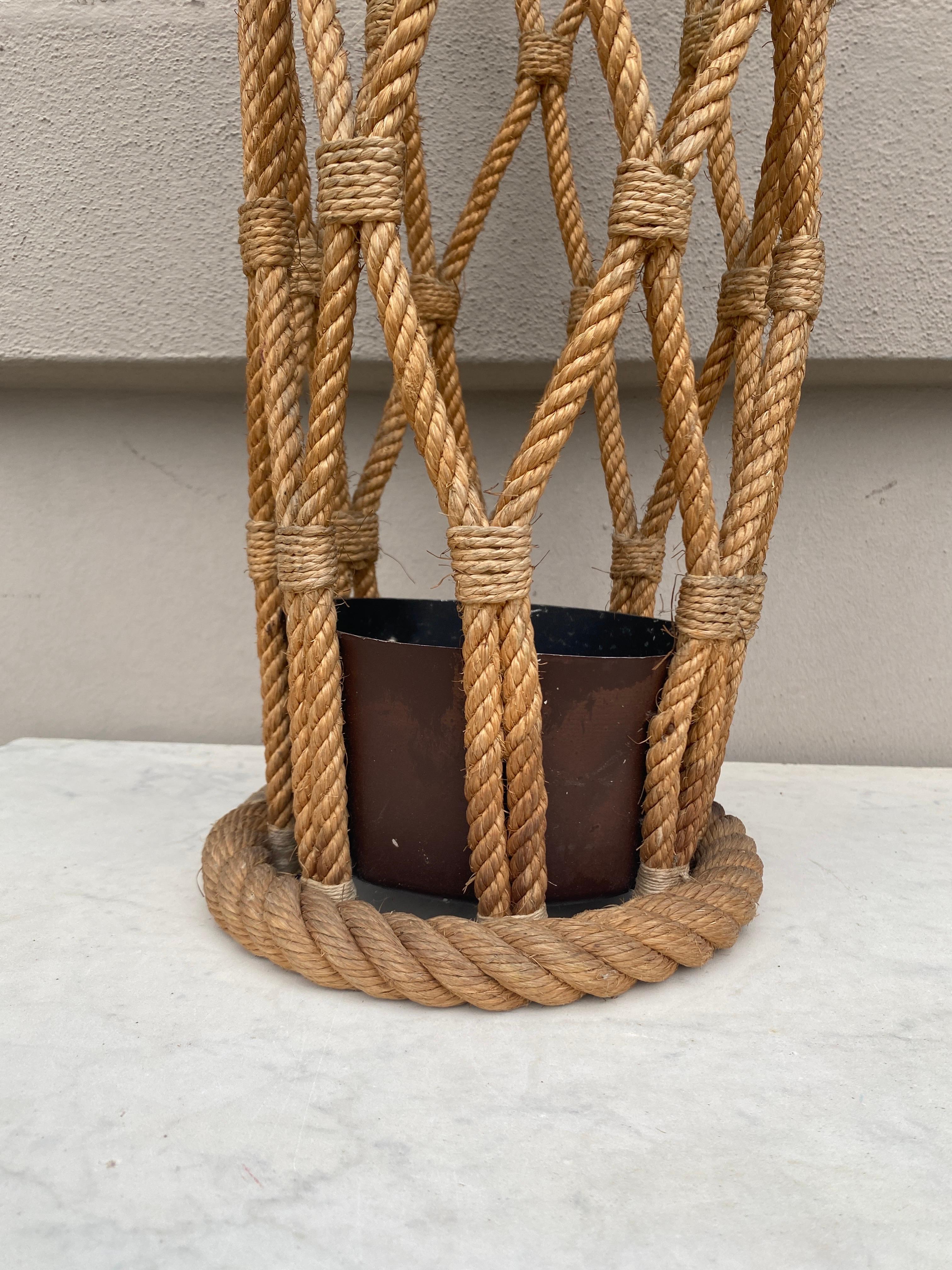 French Mid-Century Rope Umbrella Stand Adrien Audoux & Frida Minet For Sale