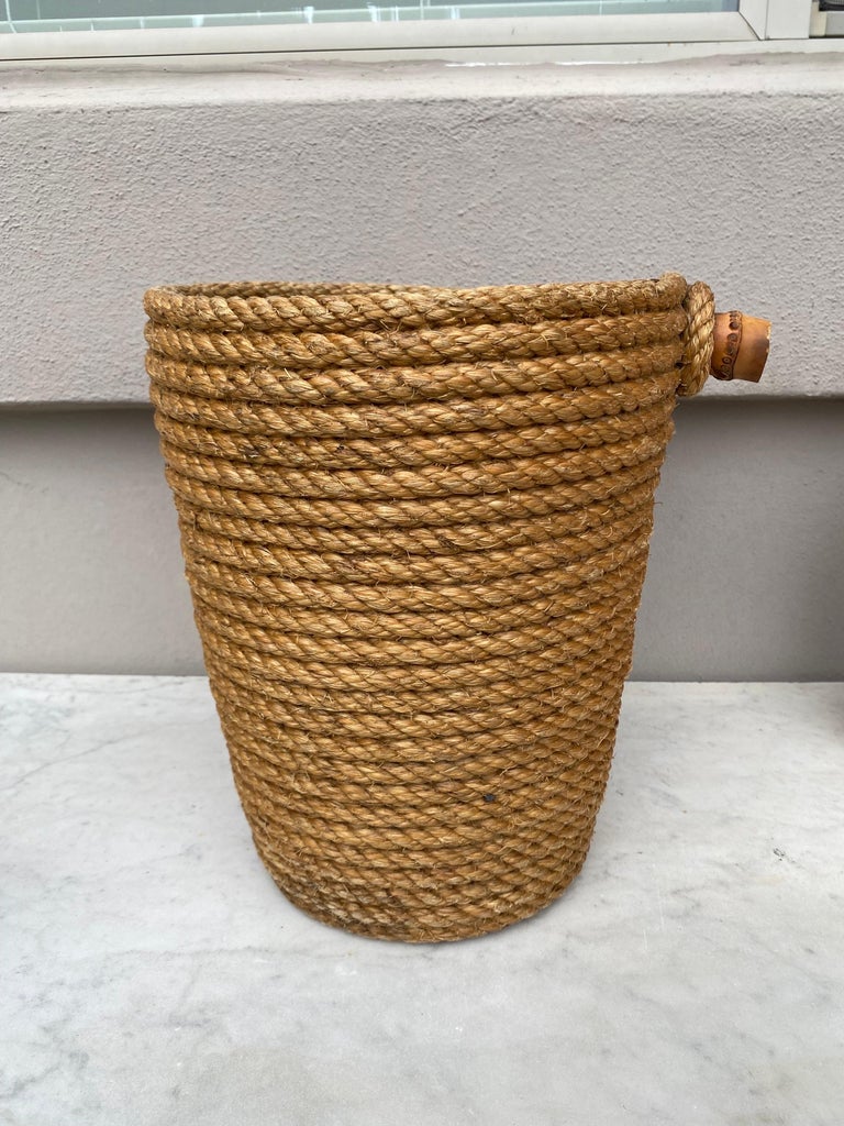 MidCentury Rope Wastebasket Adrien Audoux and Frida For Sale at 1stDibs