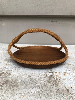 Cestino in corda e legno di metà secolo Adrien Audoux and Frida Minet