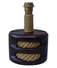 Mid Century Rope 
Wood Lamp Adrien Audoux and Frida Minet, circa 1960