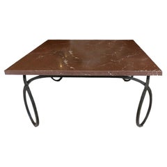 Mid-Century Rosa Marble Top Table with Iron Base