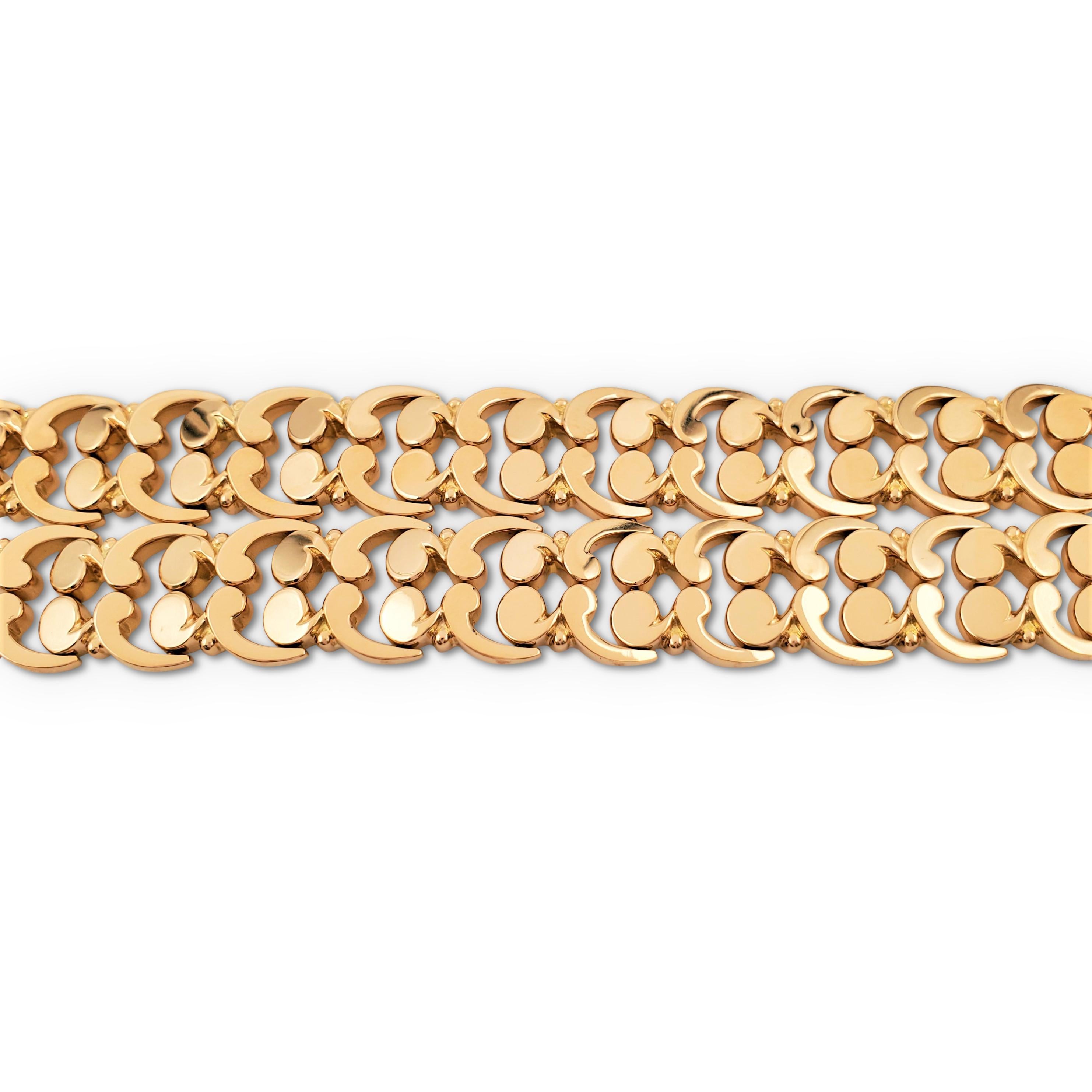 Mid-Century Rose Gold Fancy Link Wide Bracelet 2