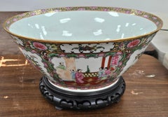 Mid Century  Rose Medallion Decorated Bowl