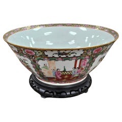 Mid Century  Rose Medallion Decorated Bowl