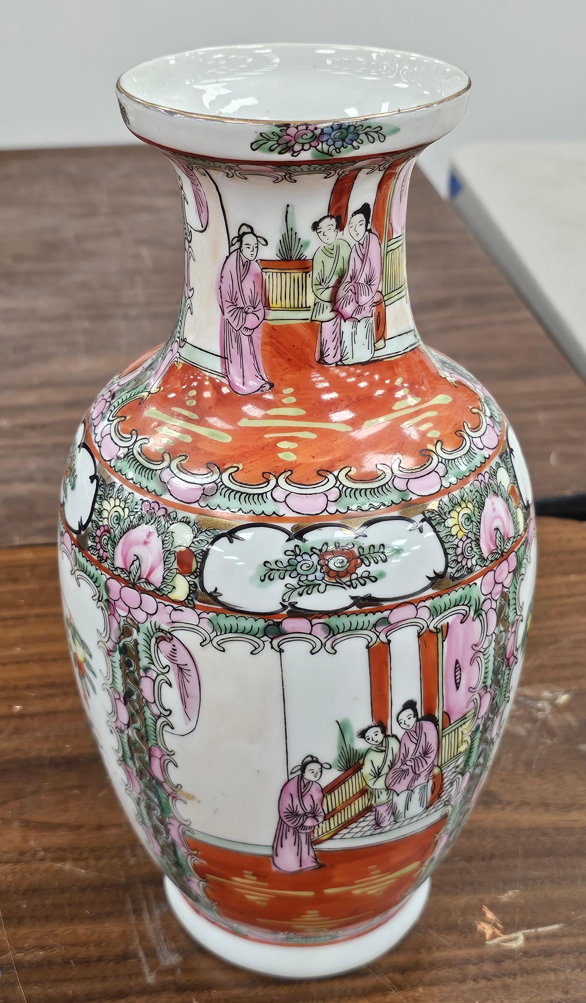Chinese Mid Century  Rose Medallion Porcelain Enamel Vase For Sale