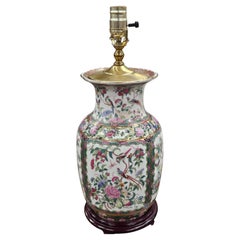 Mid Century  Rose Medallion Vase Mounted as Lamp