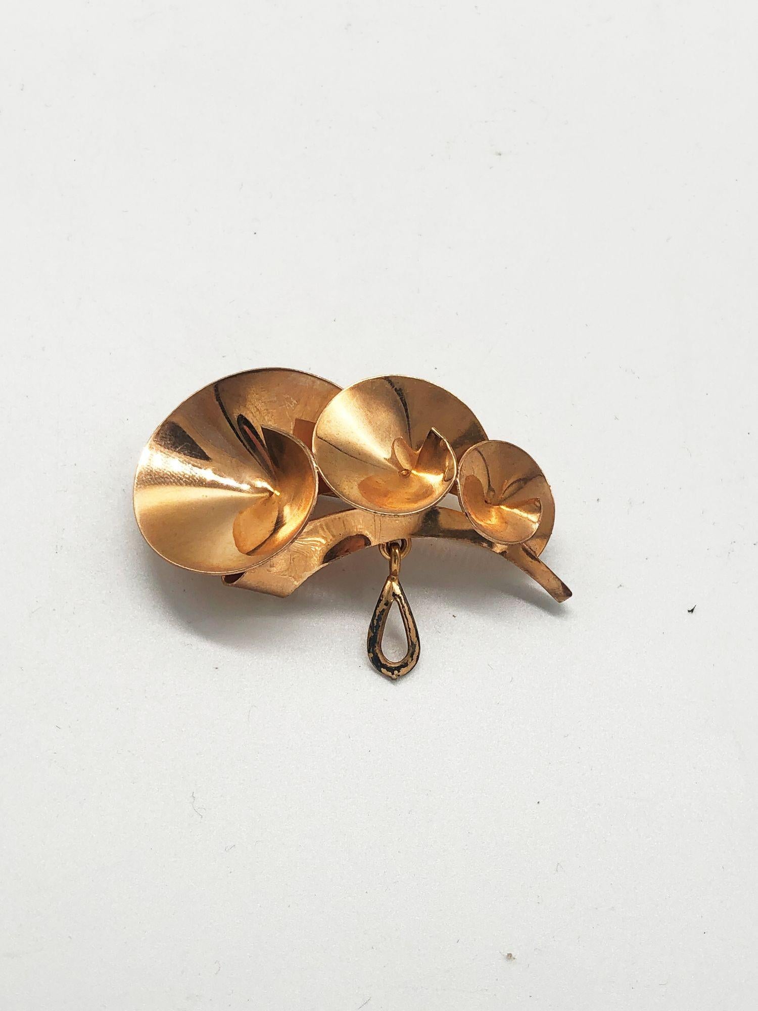 Mid-20th Century Mid Century Rosegold Pin Brooch Set For Sale