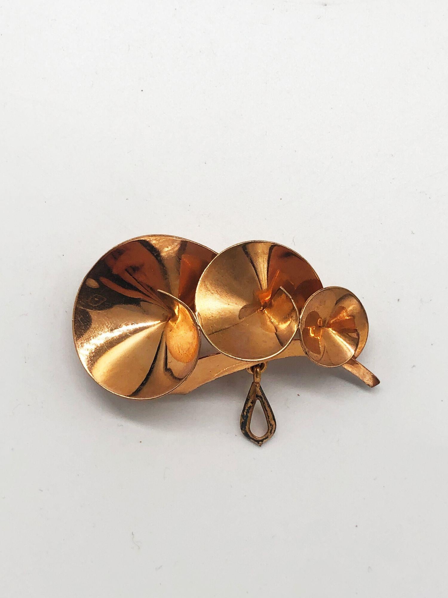 Mid Century Rosegold Pin Brosche Set (Gold) im Angebot