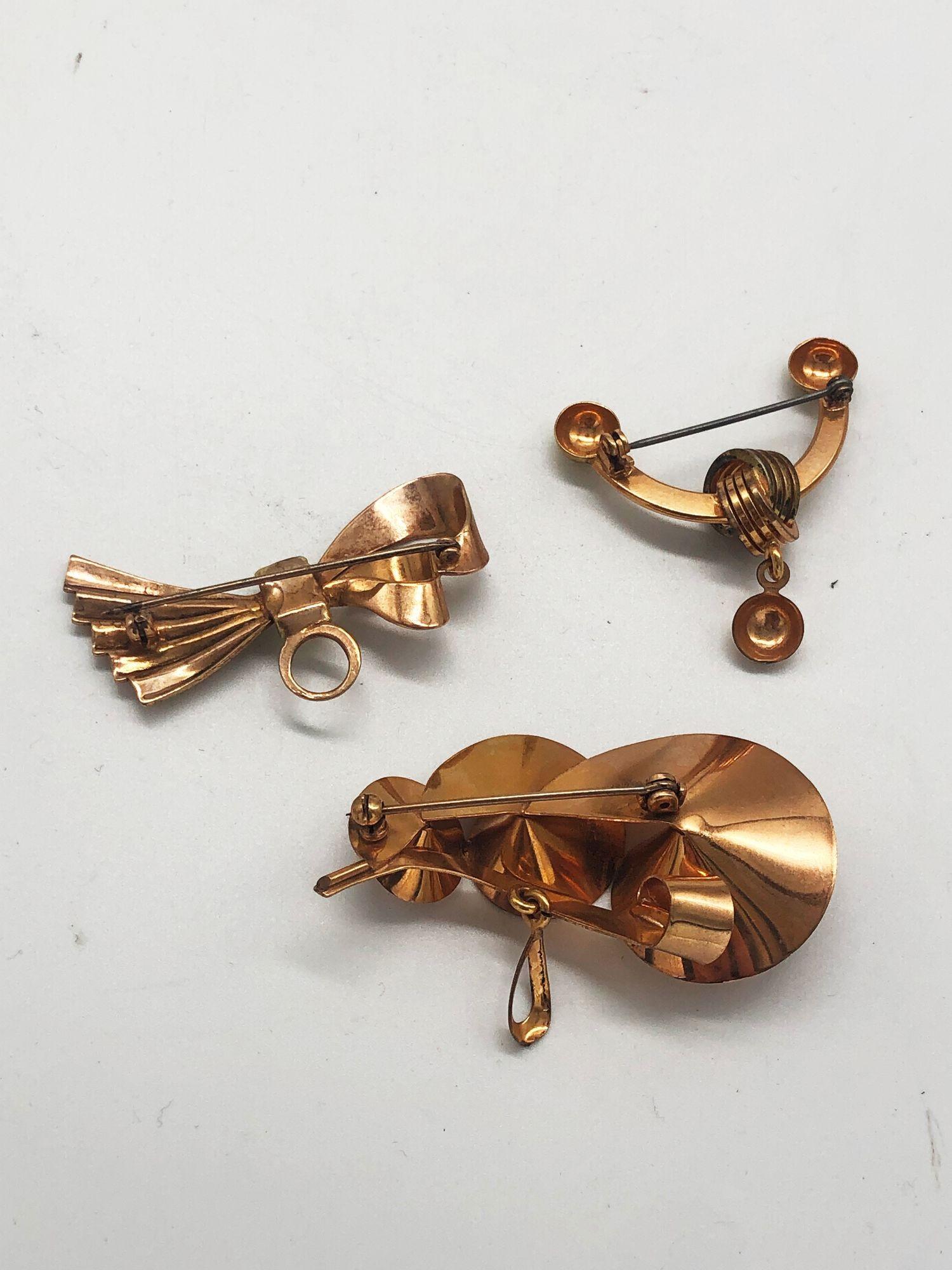 Mid Century Rosegold Pin Brooch Set For Sale 1