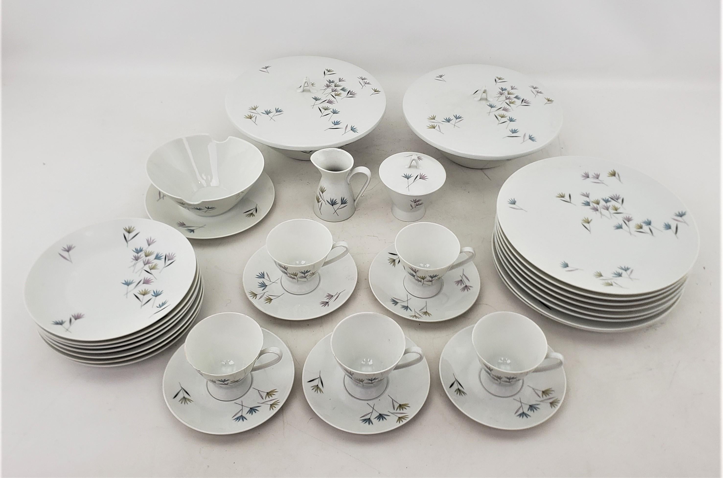 This partial dinner ware set was made by the well known Rosenthal factory of Germany in approximately 1970 in the period Mid-Century Modern style. The pattern is known as Form 2000 and was designed by Raymond Loewy, each piece having an organic