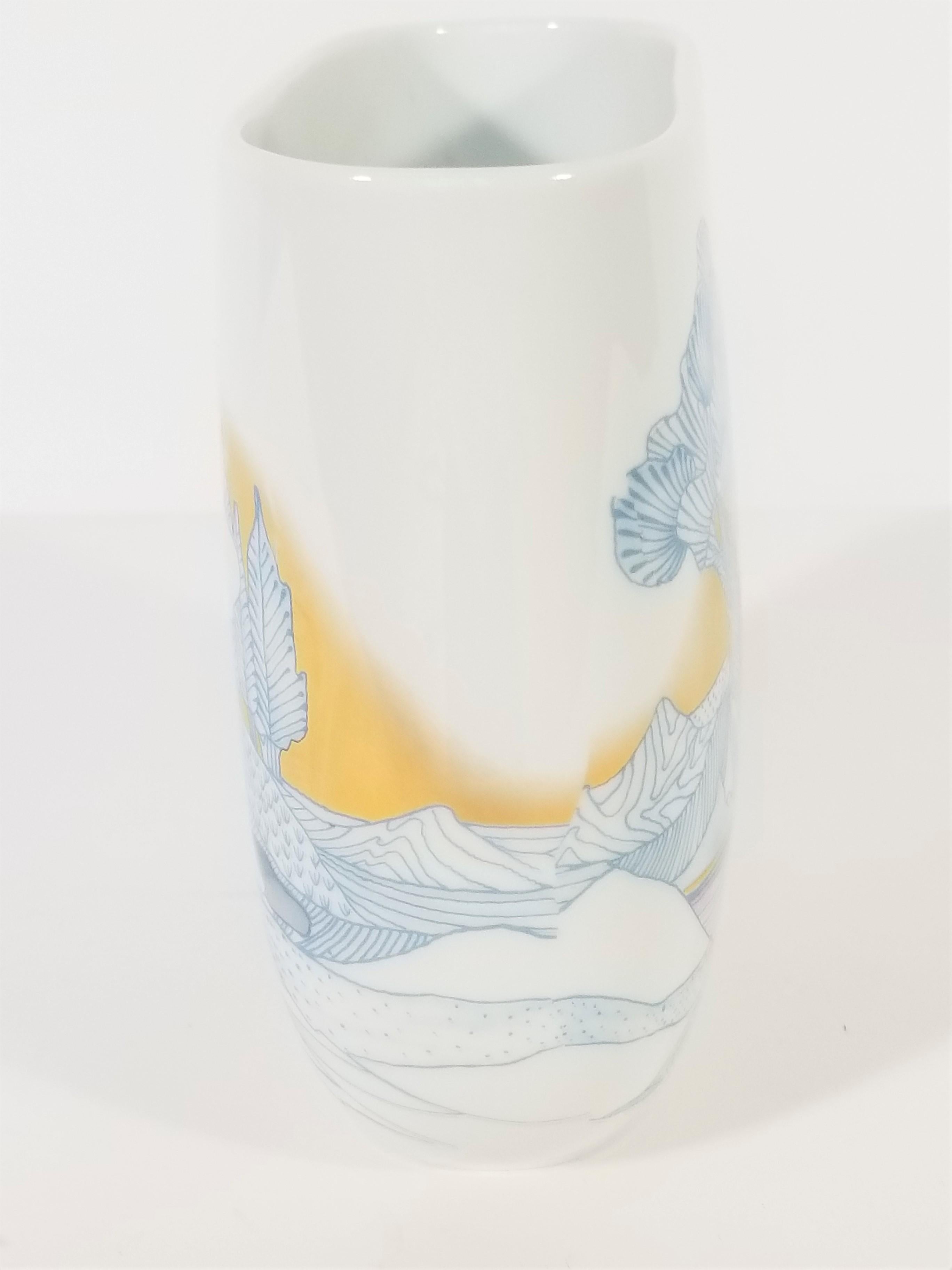  Rosenthal, Vase Germany Porcelain Mid Century 1970s Asian Inspired  6