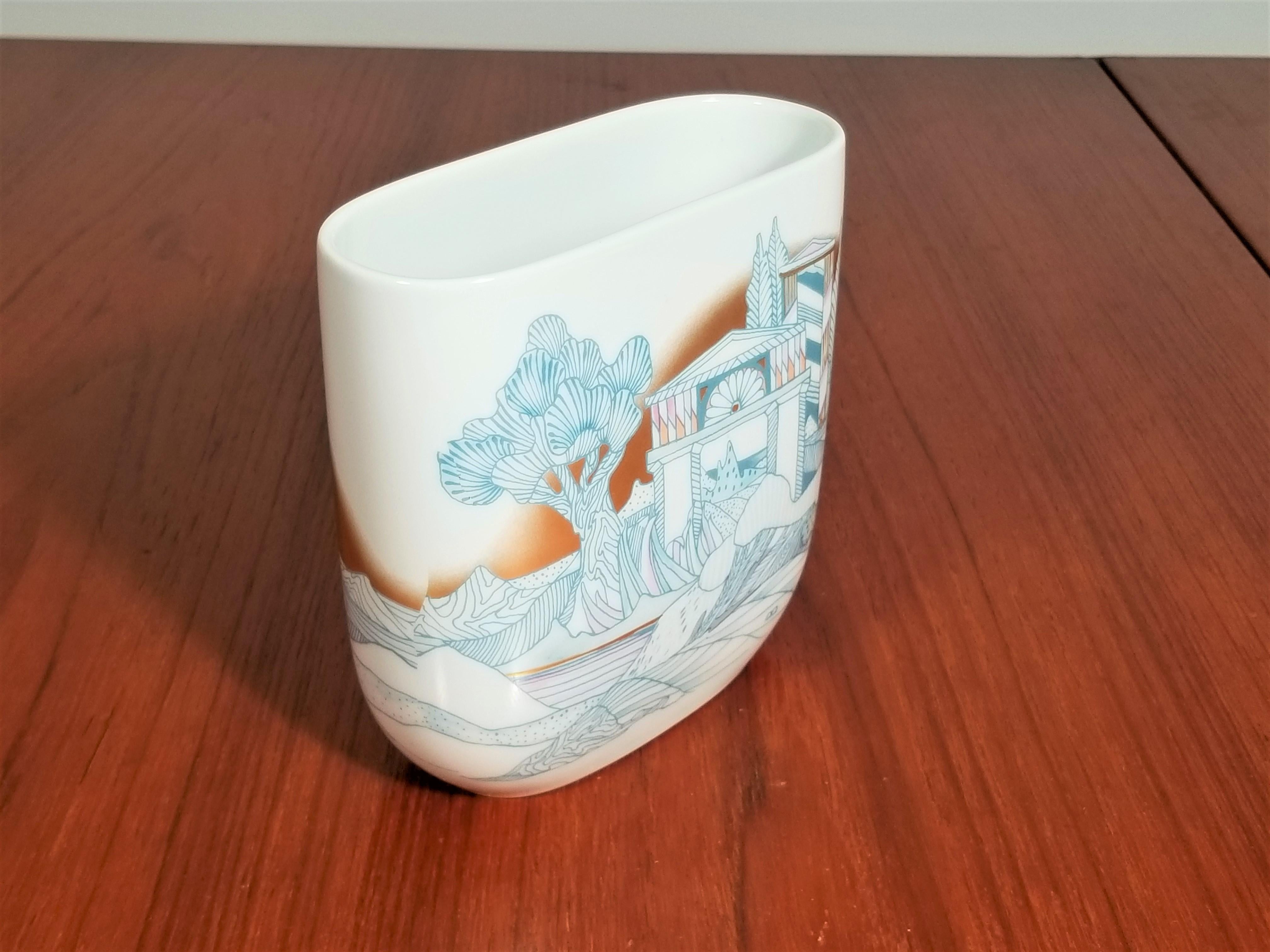  Rosenthal, Vase Germany Porcelain Mid Century 1970s Asian Inspired  In Excellent Condition In New York, NY