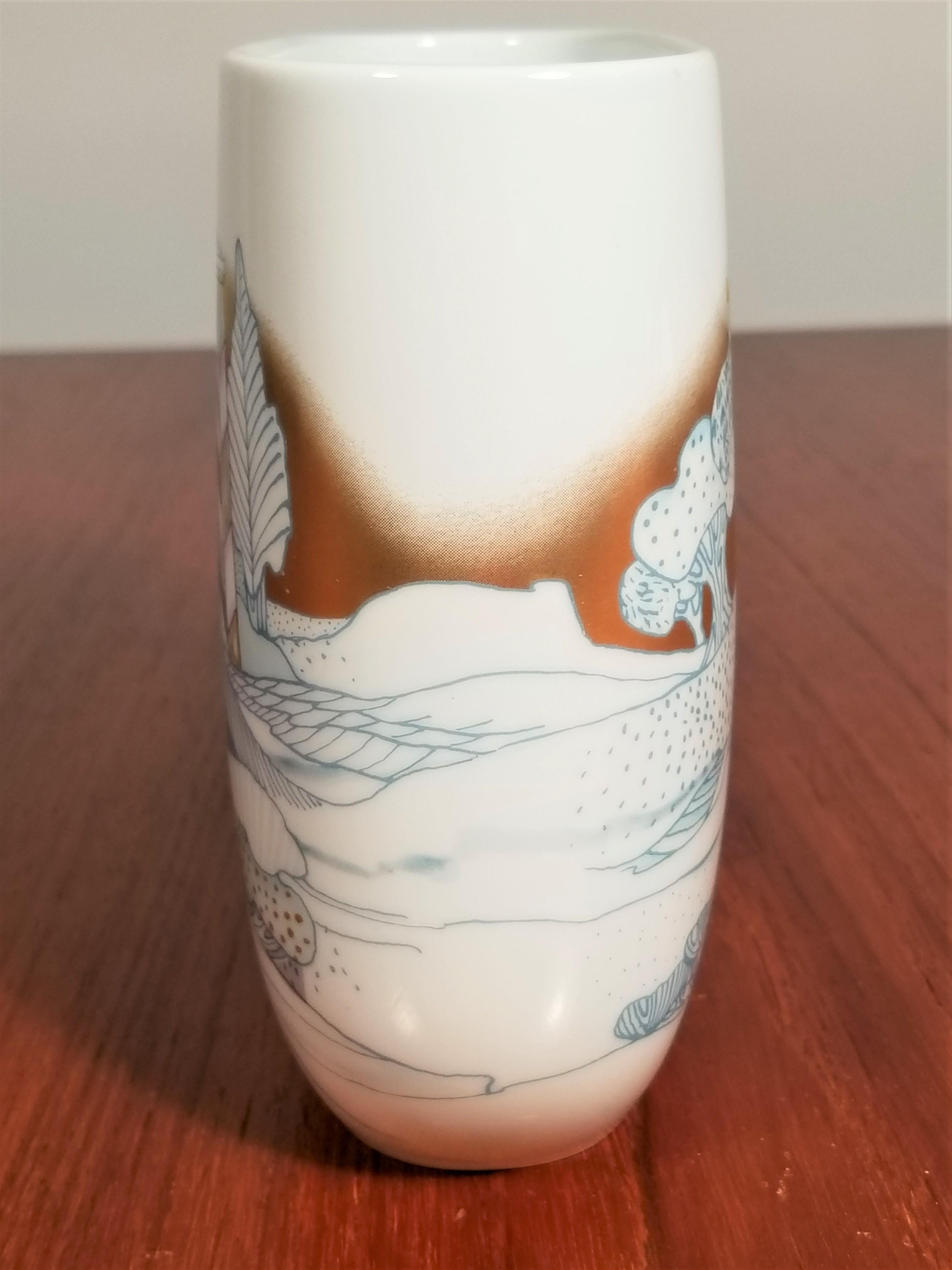  Rosenthal, Vase Germany Porcelain Mid Century 1970s Asian Inspired  1