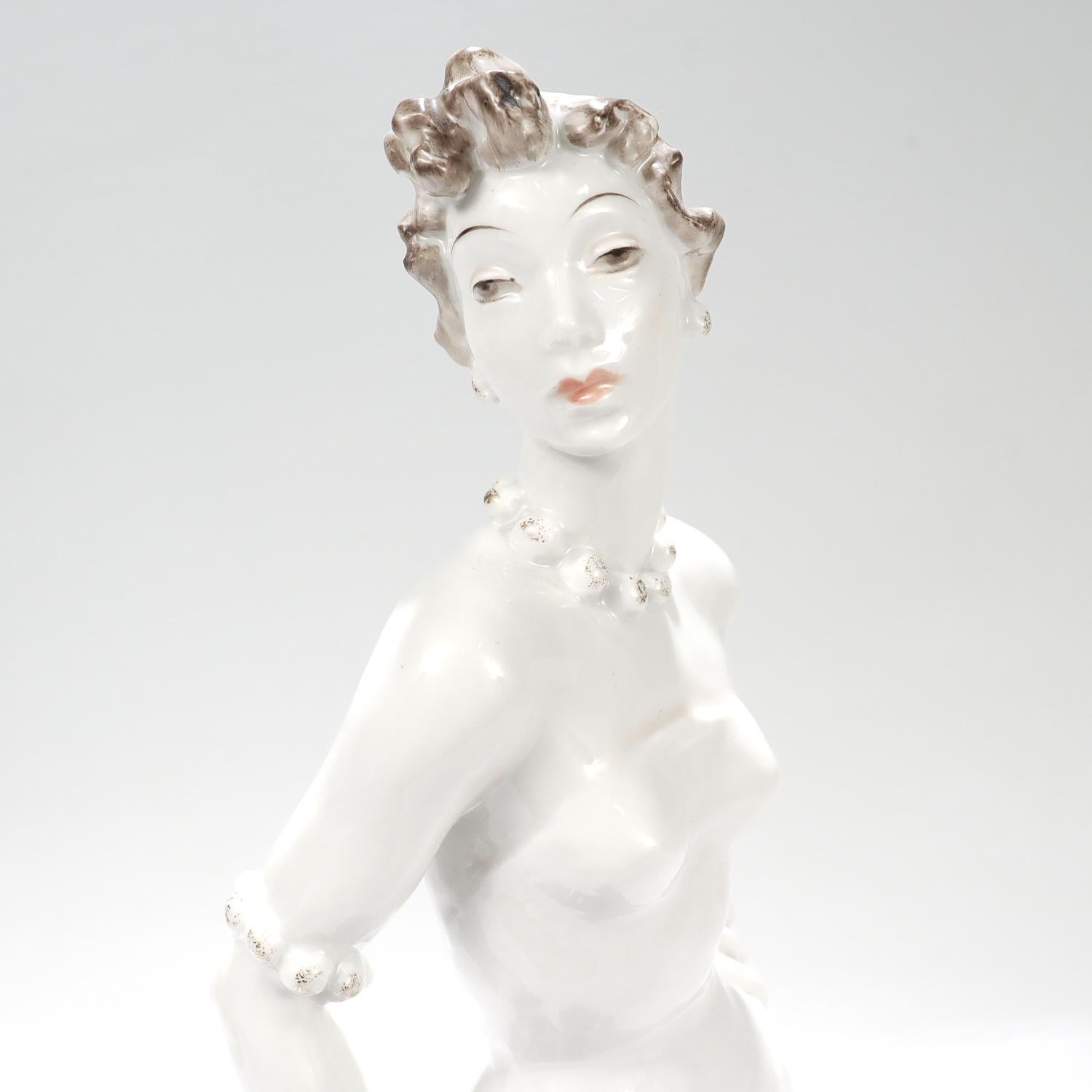 Mid-Century Modern Mid-Century Rosenthal Porcelain Figurine of a Woman by L. Friedrich-Gronau For Sale