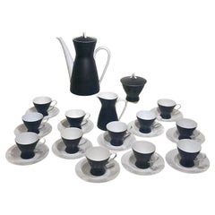 Mid Century Rosenthal Raymond Loewy Ebony Black Form 2000 Coffee Set for 12 1950