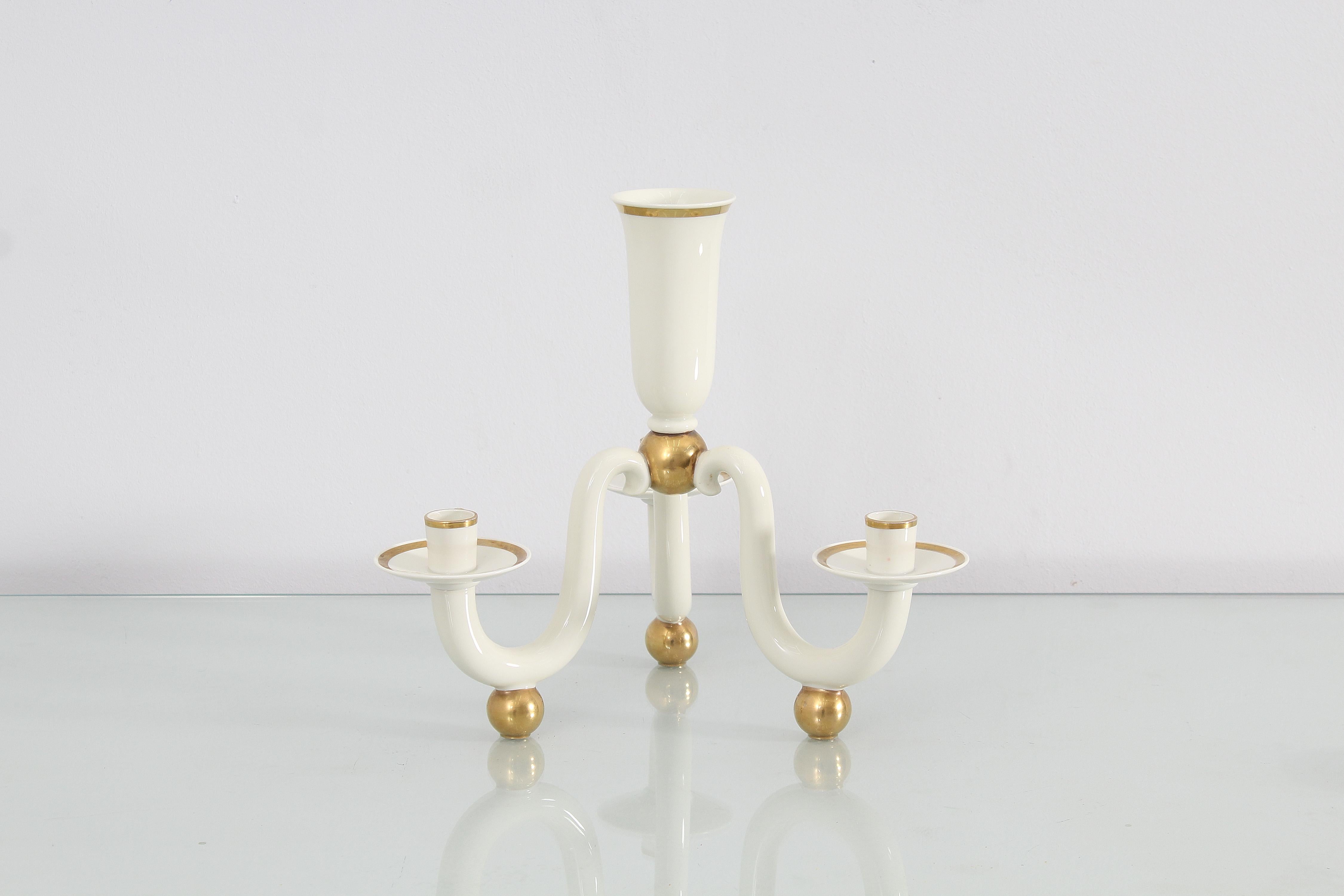 Mid-Century Modern Mid-Century Rosenthal White Porcelain Candelabra, 1940s