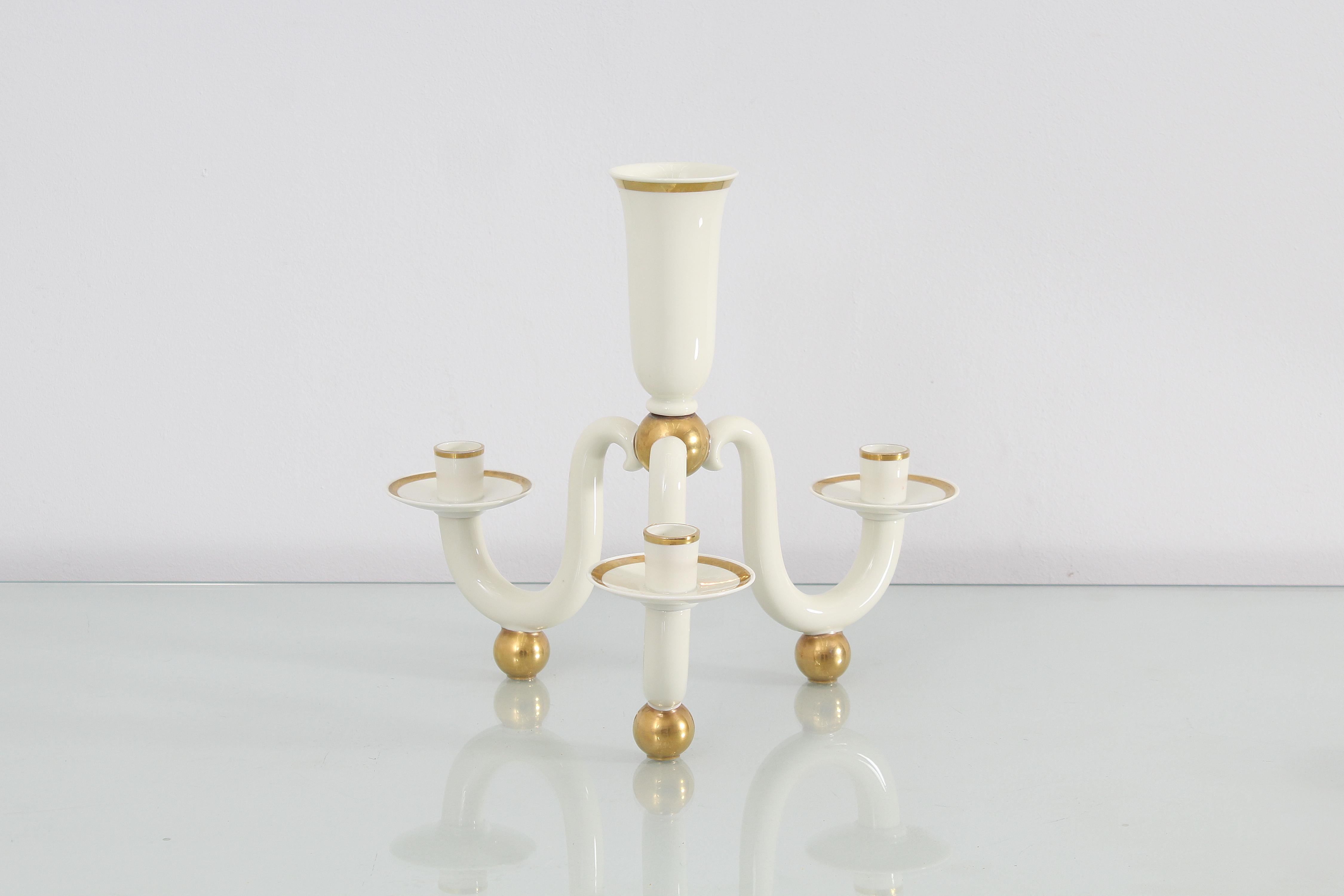 Italian Mid-Century Rosenthal White Porcelain Candelabra, 1940s