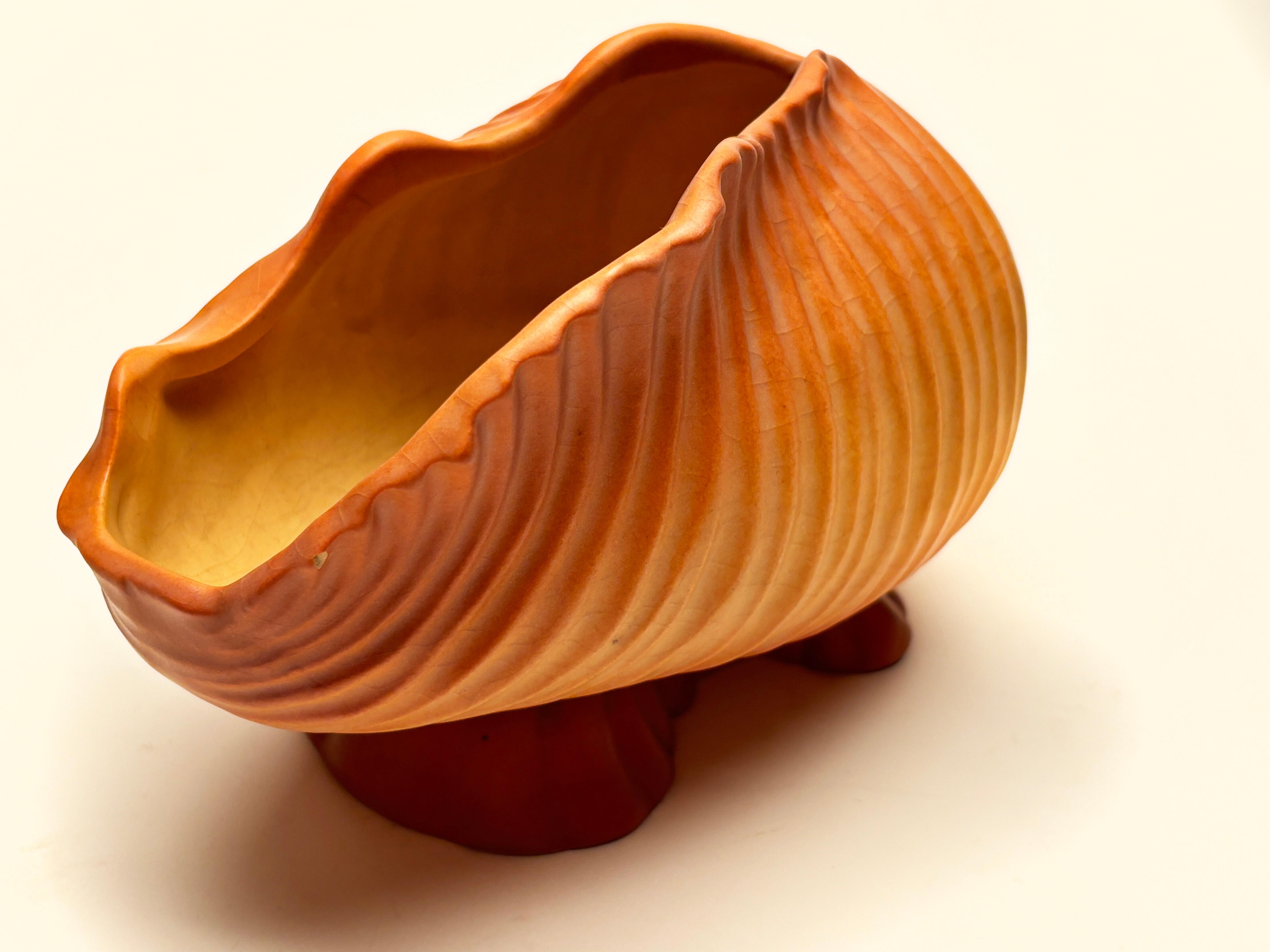 Mid Century Roseville Pottery Terra Cotta Conch Shell RARE 5