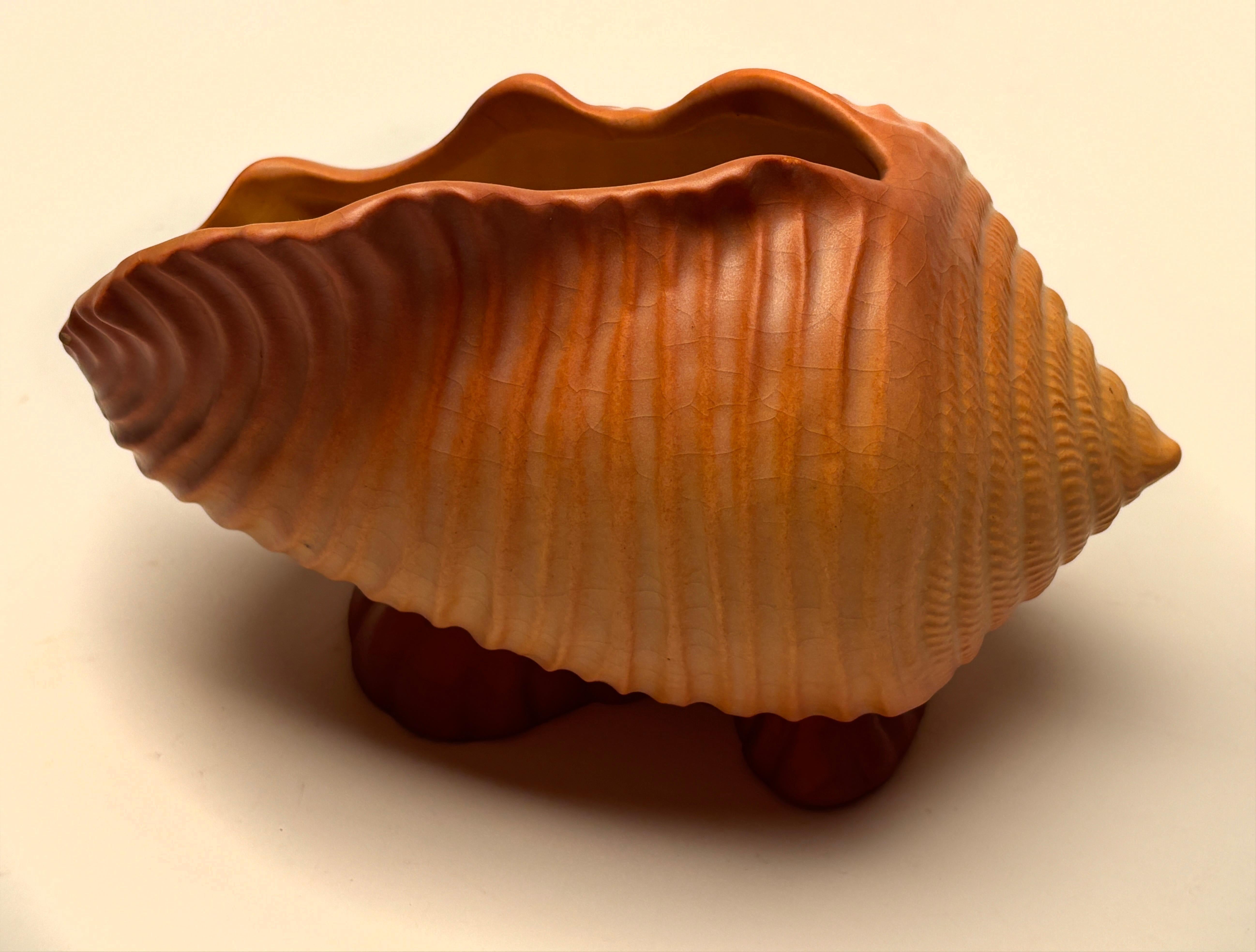 Mid Century Roseville Pottery Terra Cotta Conch Shell RARE 6