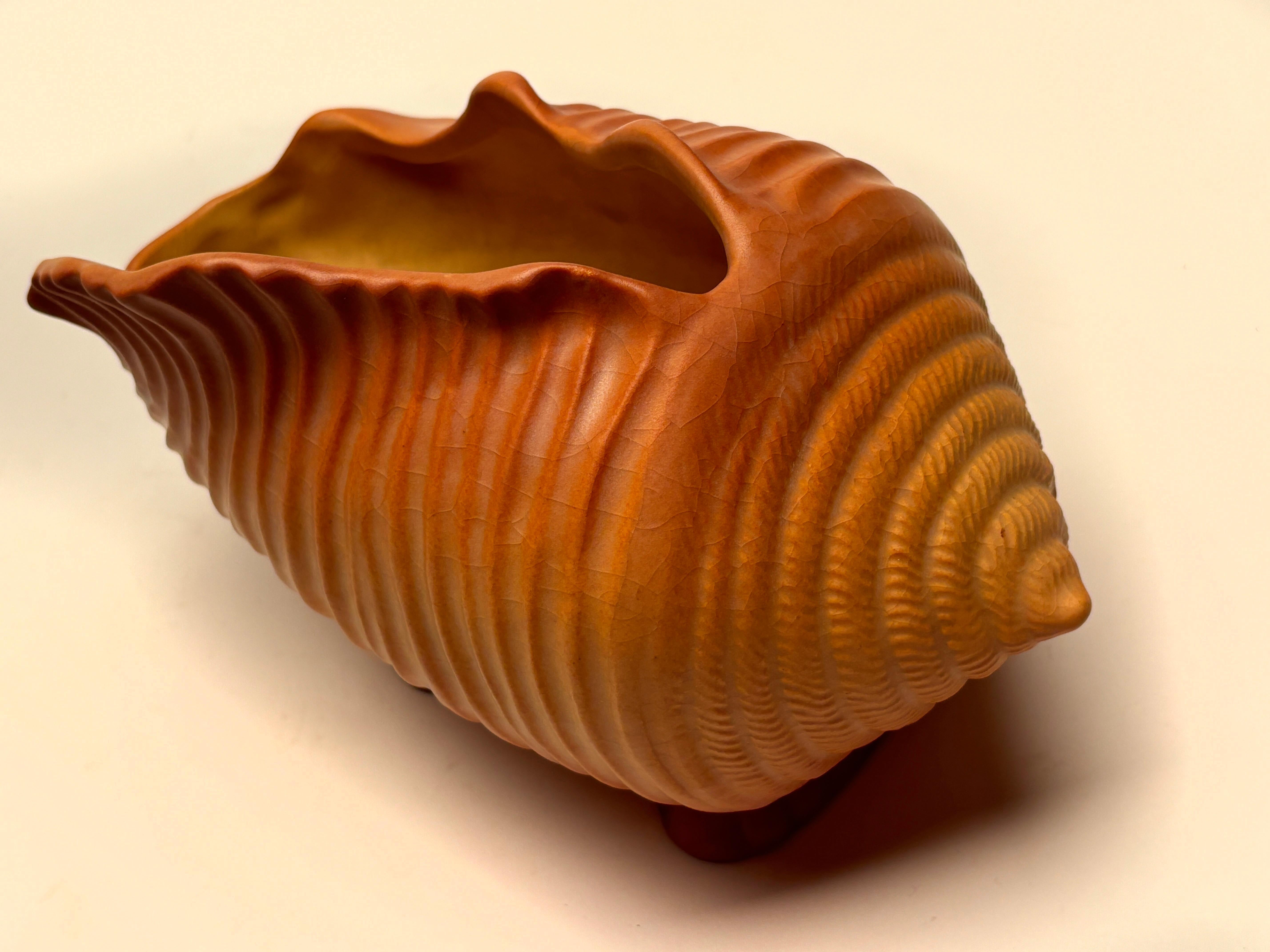 Mid Century Roseville Pottery Terra Cotta Conch Shell RARE 7