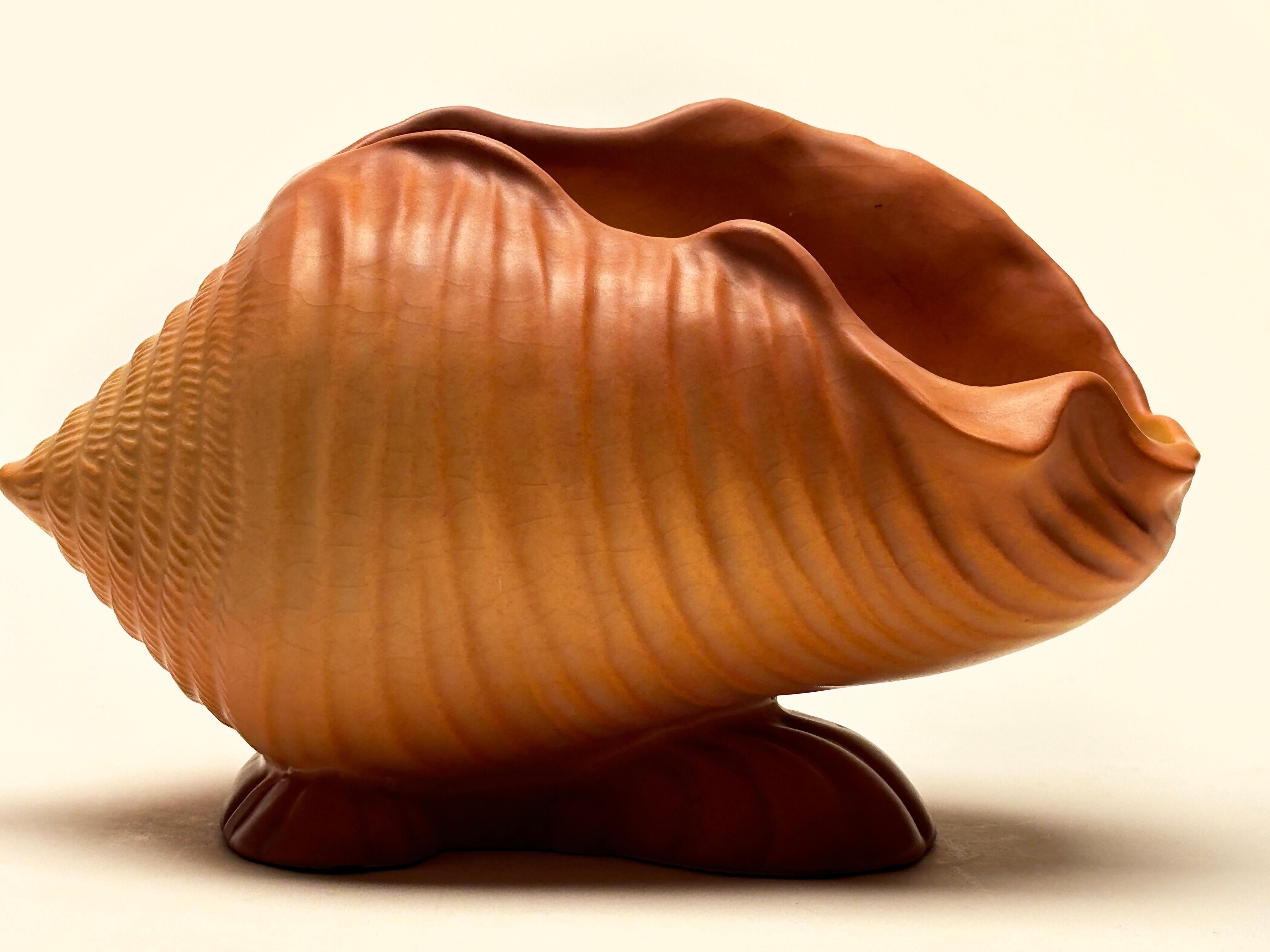 20th Century Mid Century Roseville Pottery Terra Cotta Conch Shell RARE