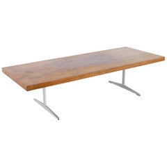 Mid Century Rosewood and Aluminum Sleigh Base Coffee Table