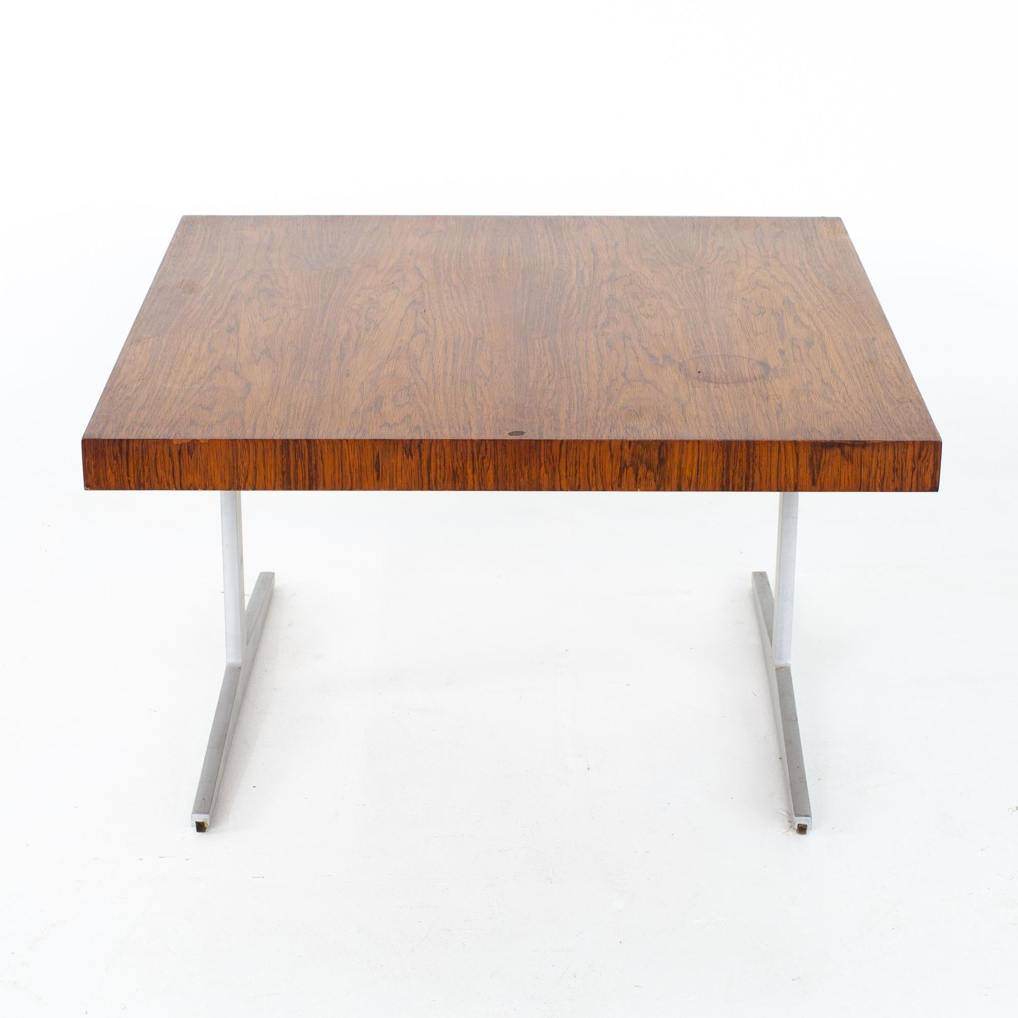 Mid-Century Modern Mid Century Rosewood and Aluminum Sleigh Base Side Table