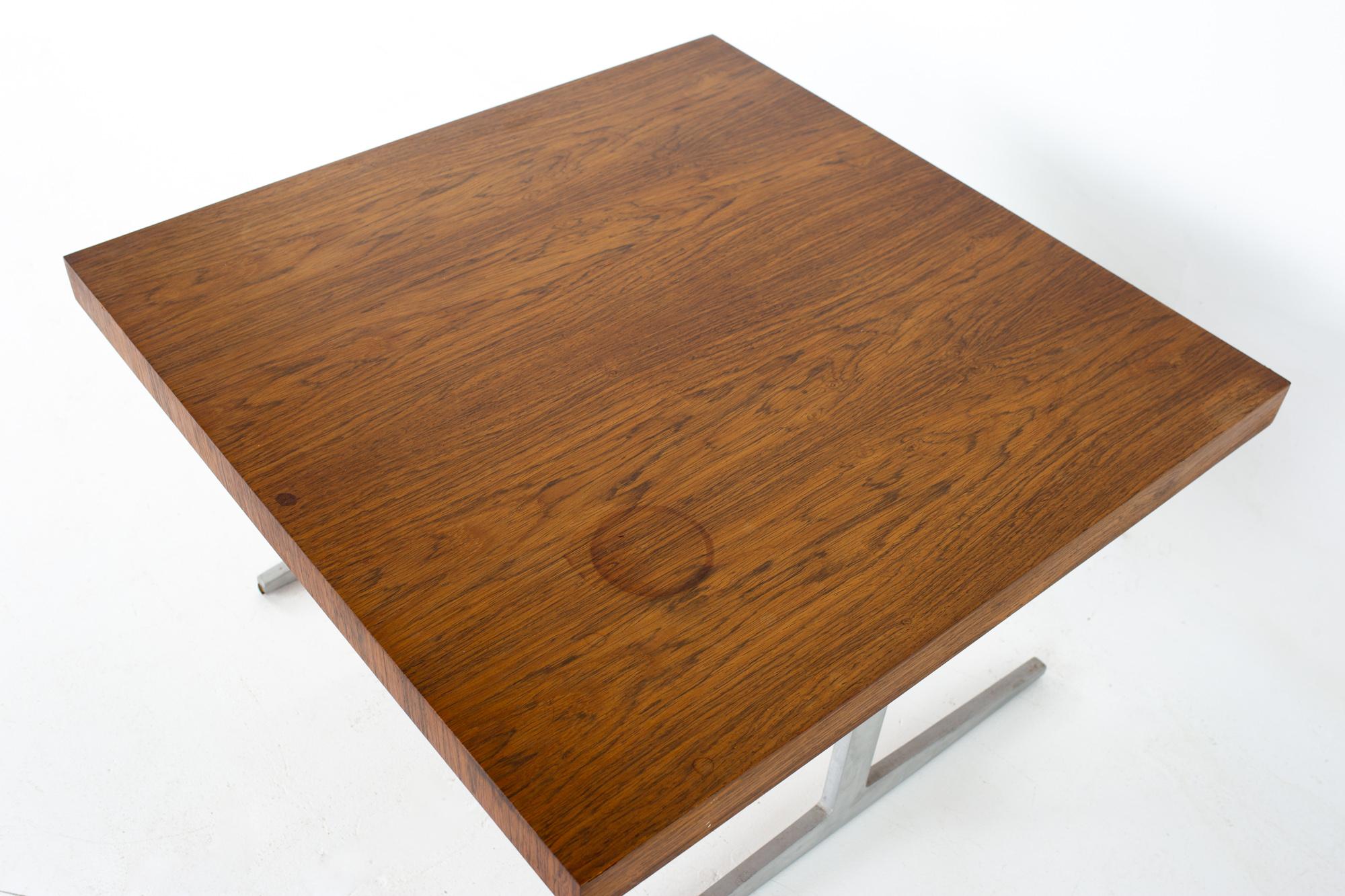American Mid Century Rosewood and Aluminum Sleigh Base Side Table