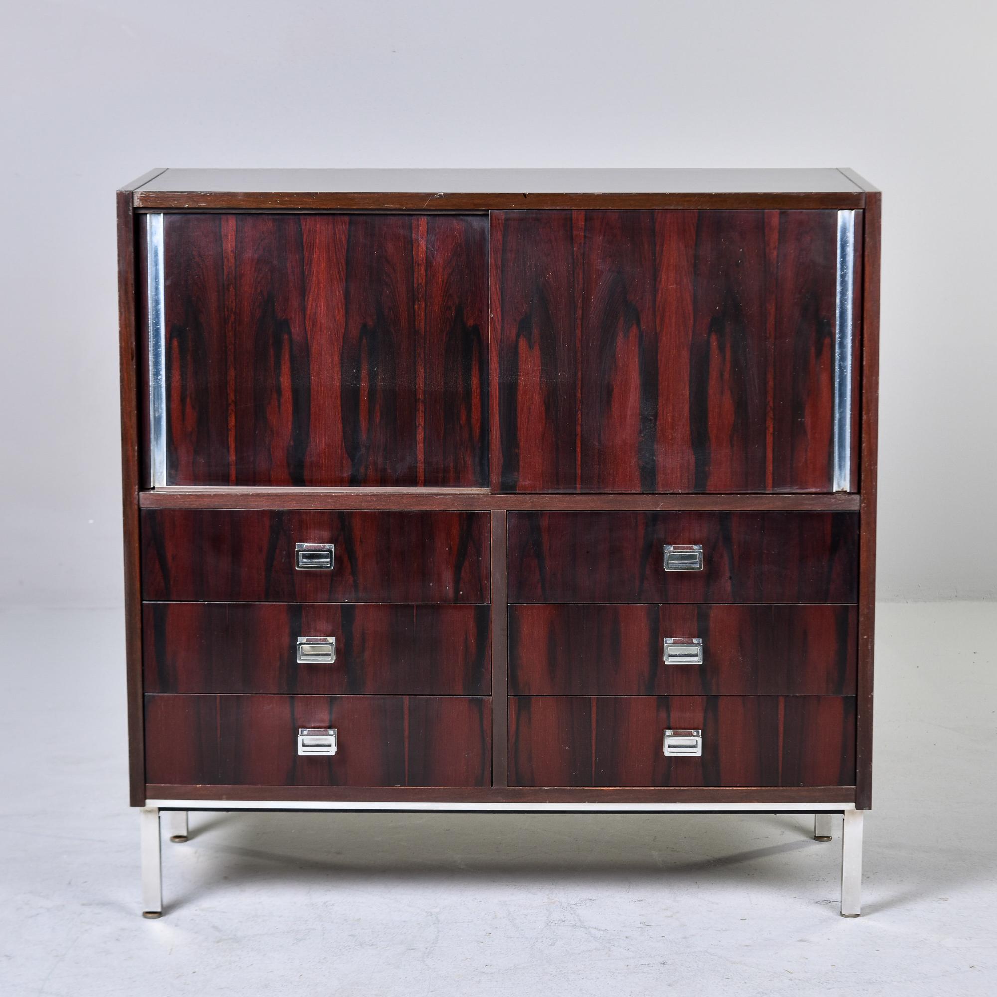 Mid-Century Modern Mid Century Rosewood and Chrome Cabinet by Mim of Italy For Sale