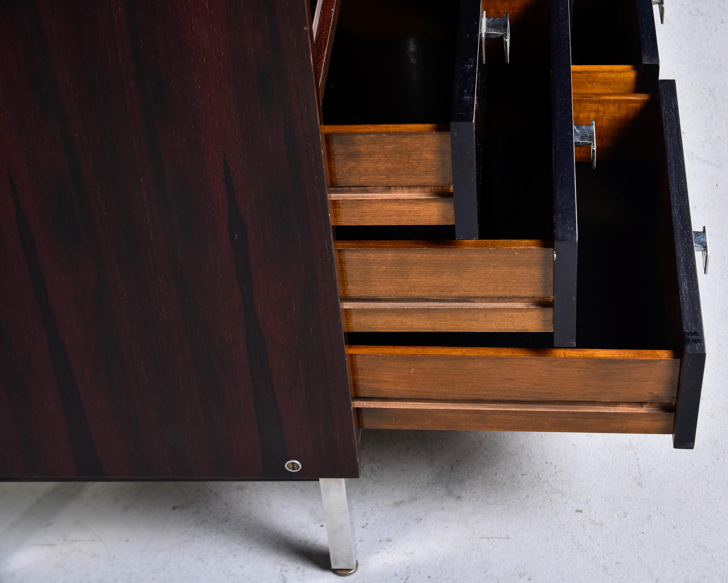 Mid Century Rosewood and Chrome Cabinet by Mim of Italy For Sale 1
