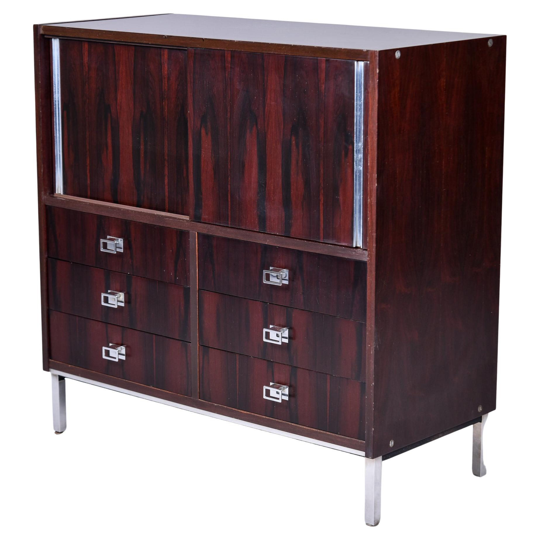 Mid Century Rosewood and Chrome Cabinet by Mim of Italy For Sale