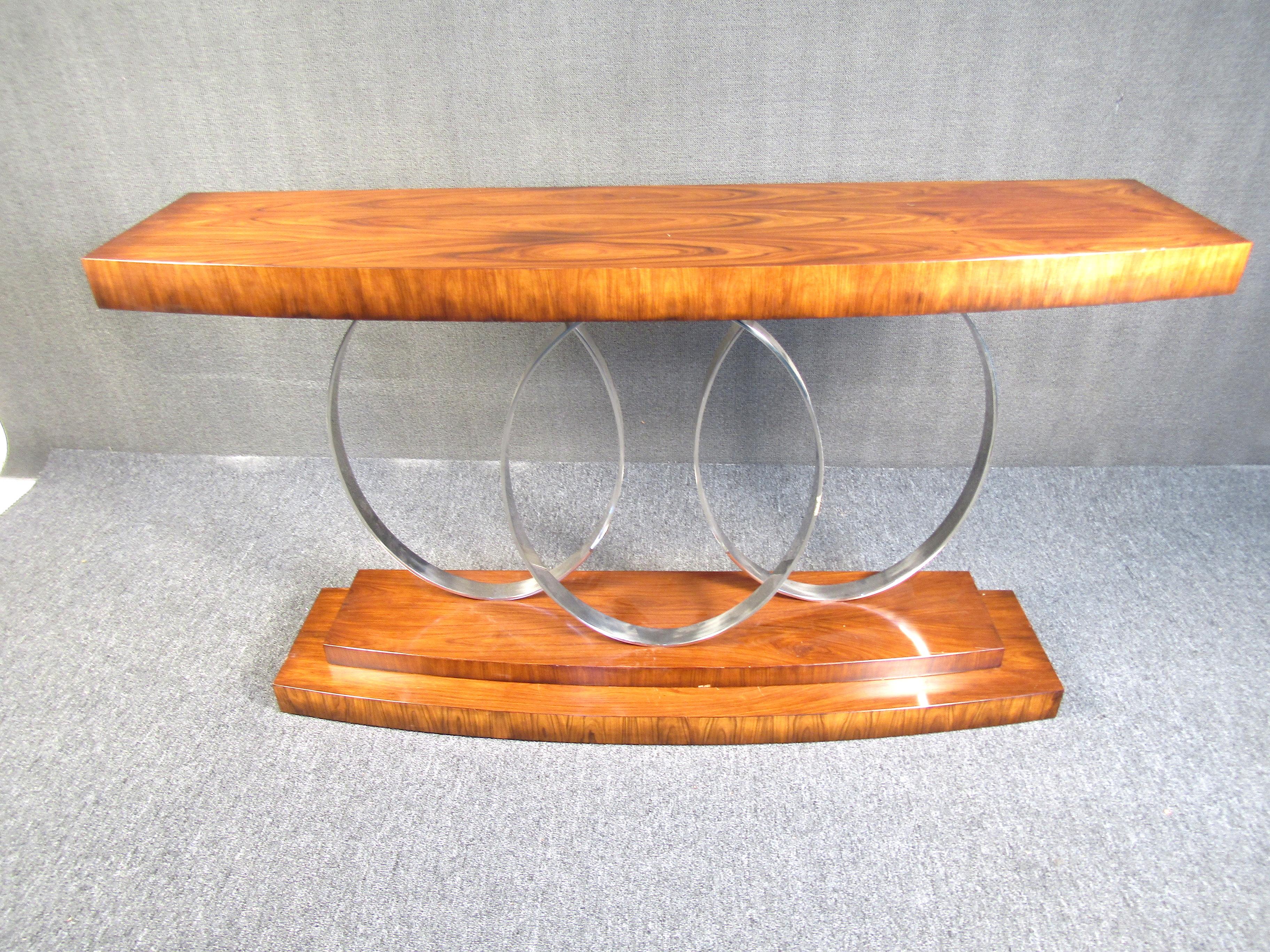 Mid-Century Modern Midcentury Rosewood and Chrome Console Table For Sale