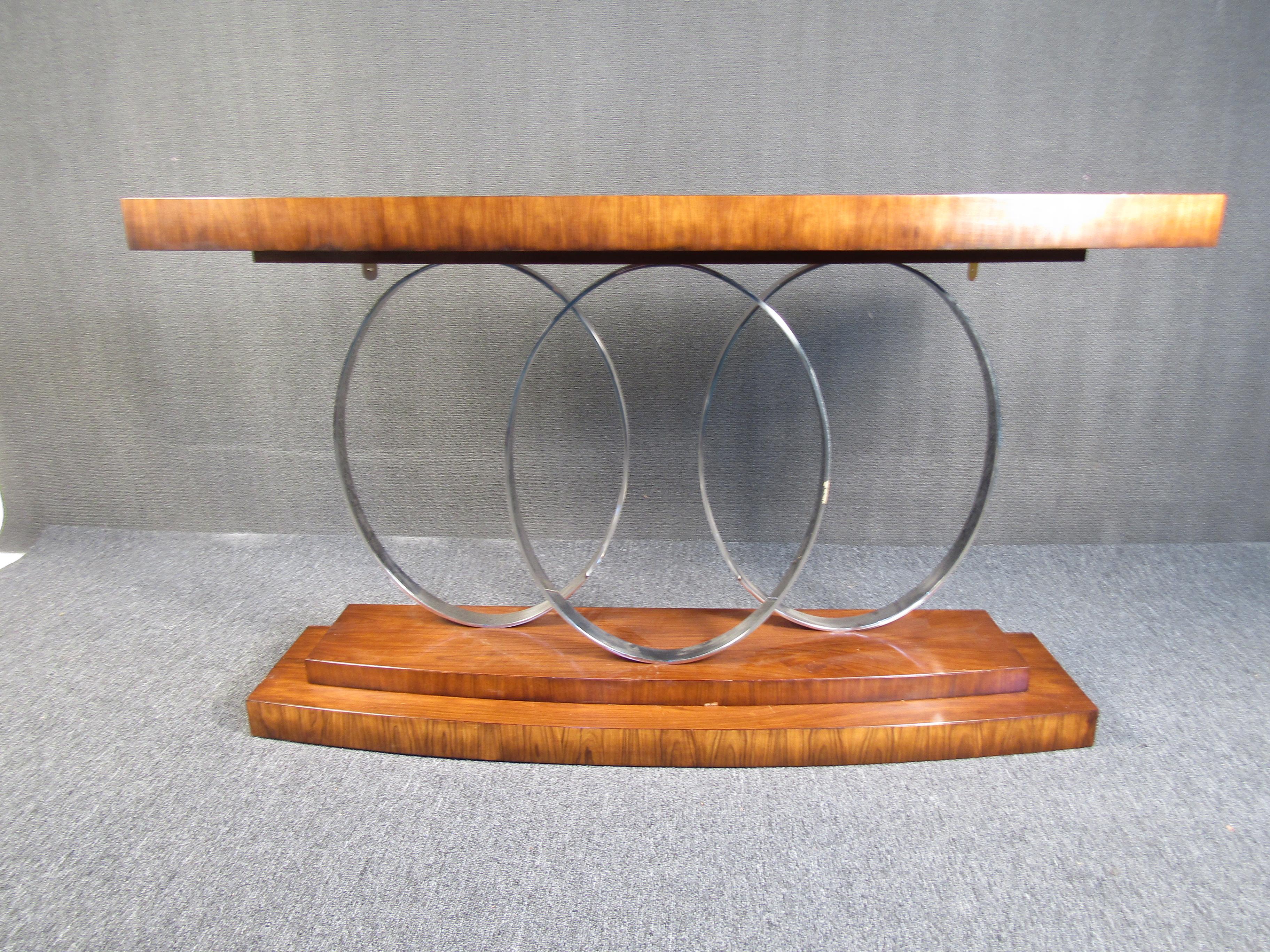 Midcentury Rosewood and Chrome Console Table In Good Condition For Sale In Brooklyn, NY