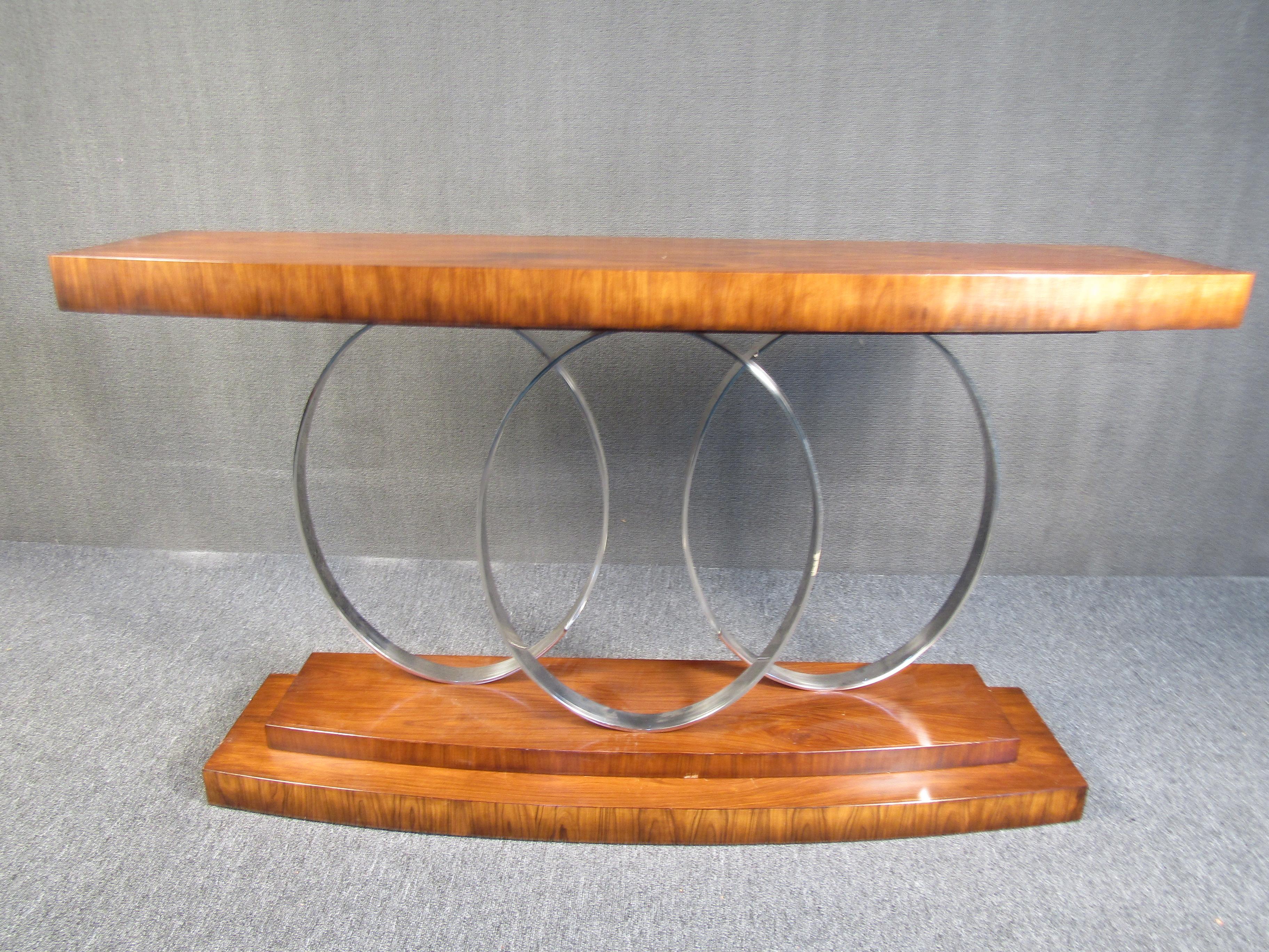 20th Century Midcentury Rosewood and Chrome Console Table For Sale