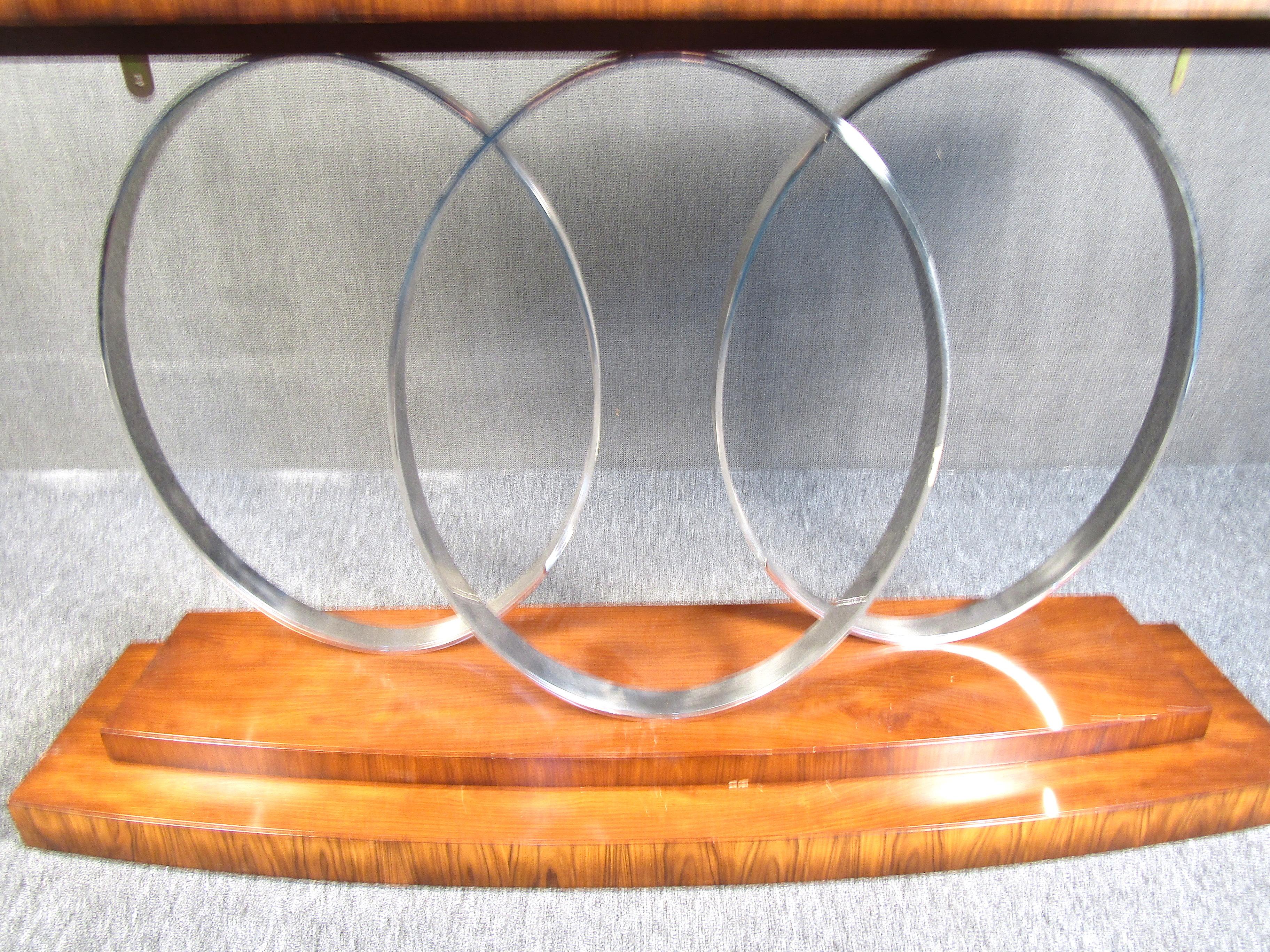 Midcentury Rosewood and Chrome Console Table For Sale 1