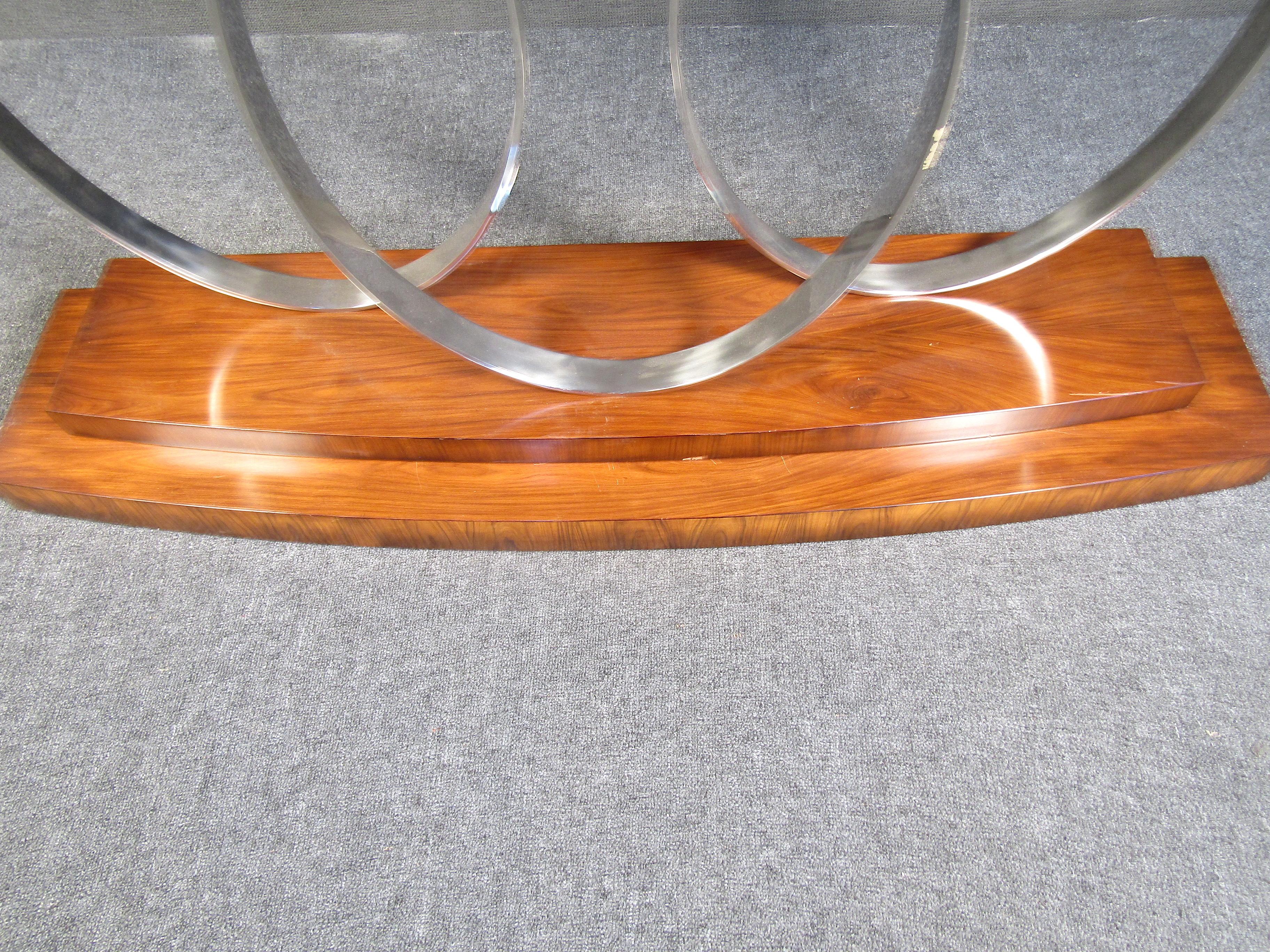 Midcentury Rosewood and Chrome Console Table For Sale 2