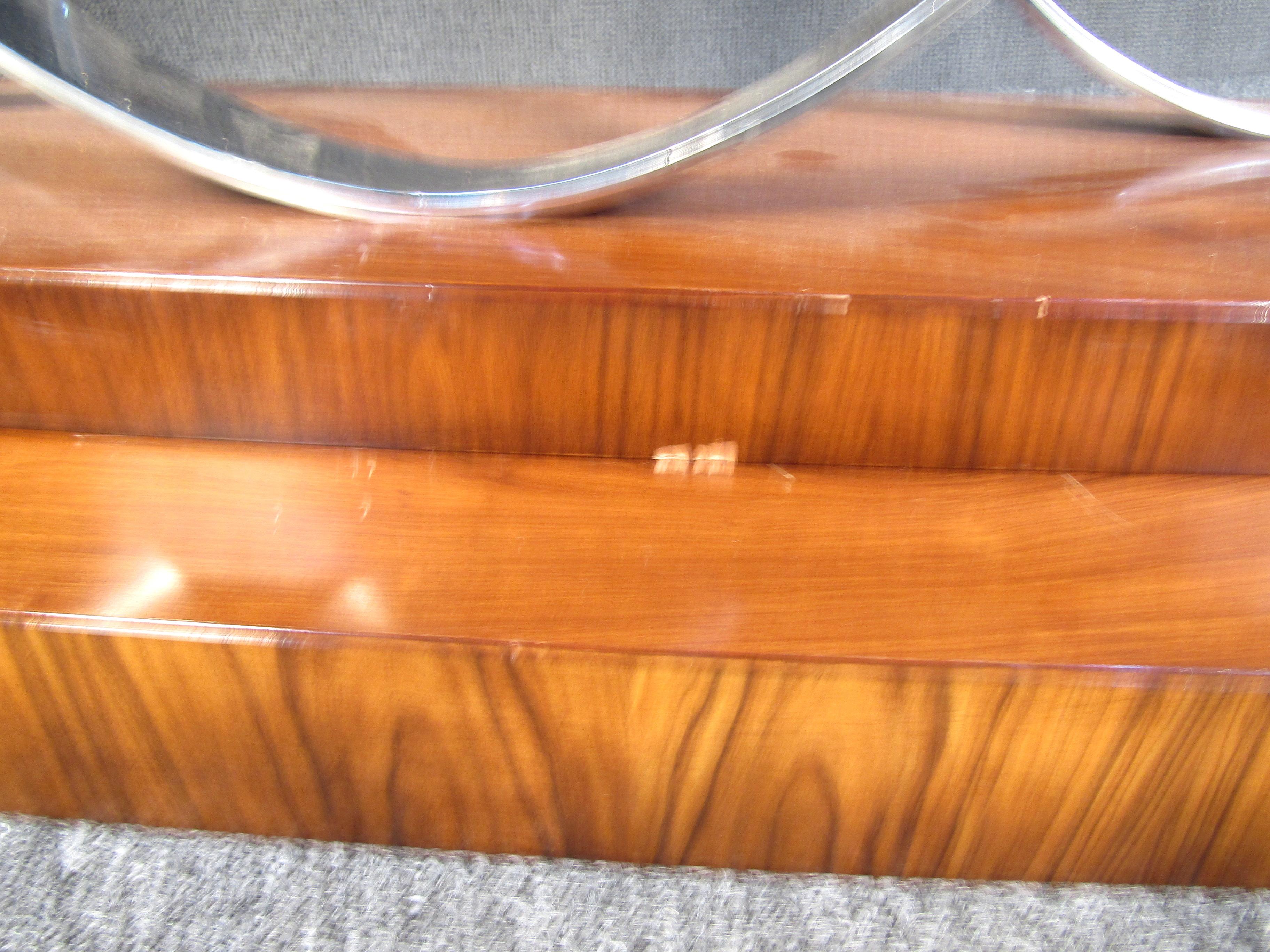 Midcentury Rosewood and Chrome Console Table For Sale 4