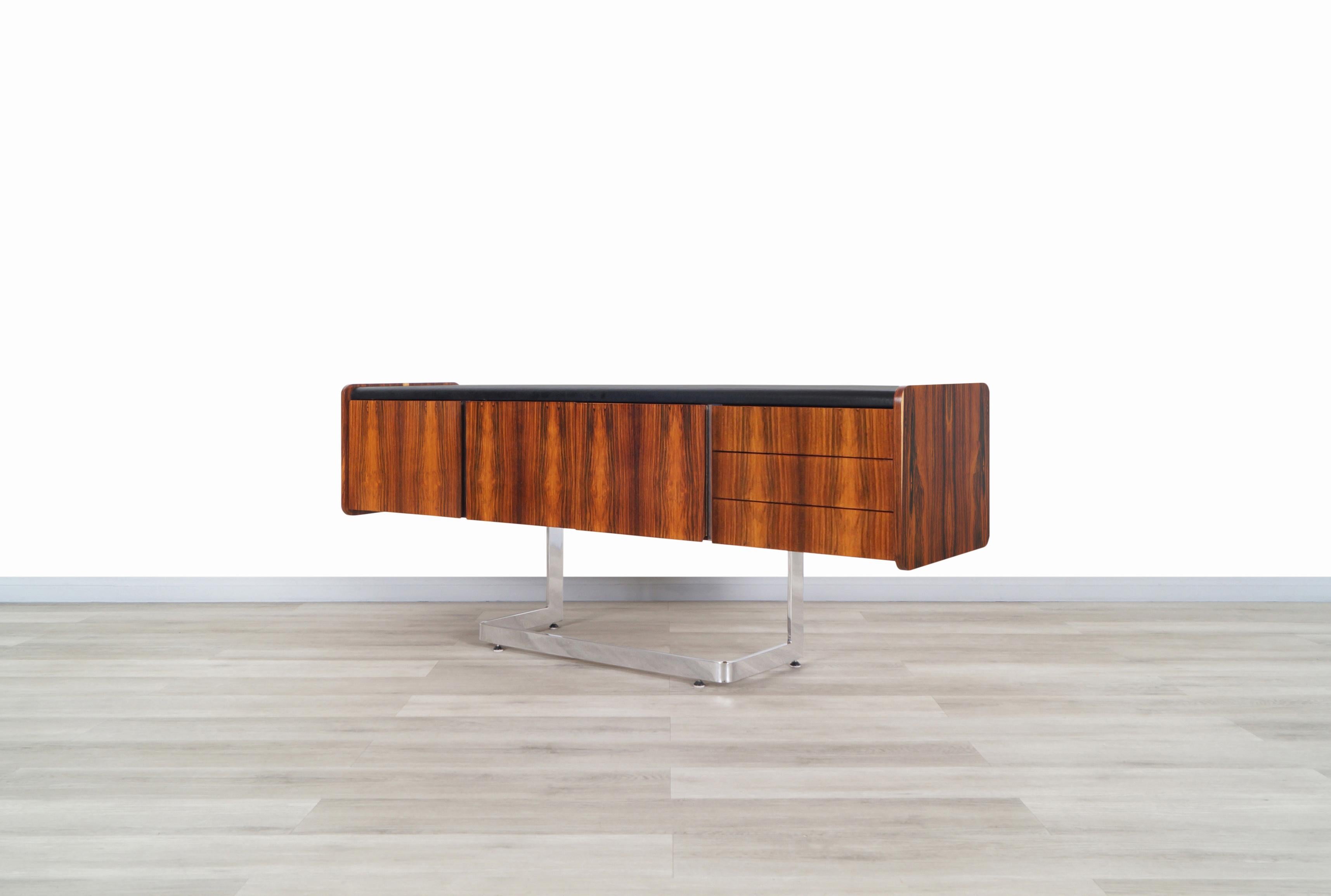 Midcentury Rosewood and Chrome Credenza by Ste. Marie & Laurent 3