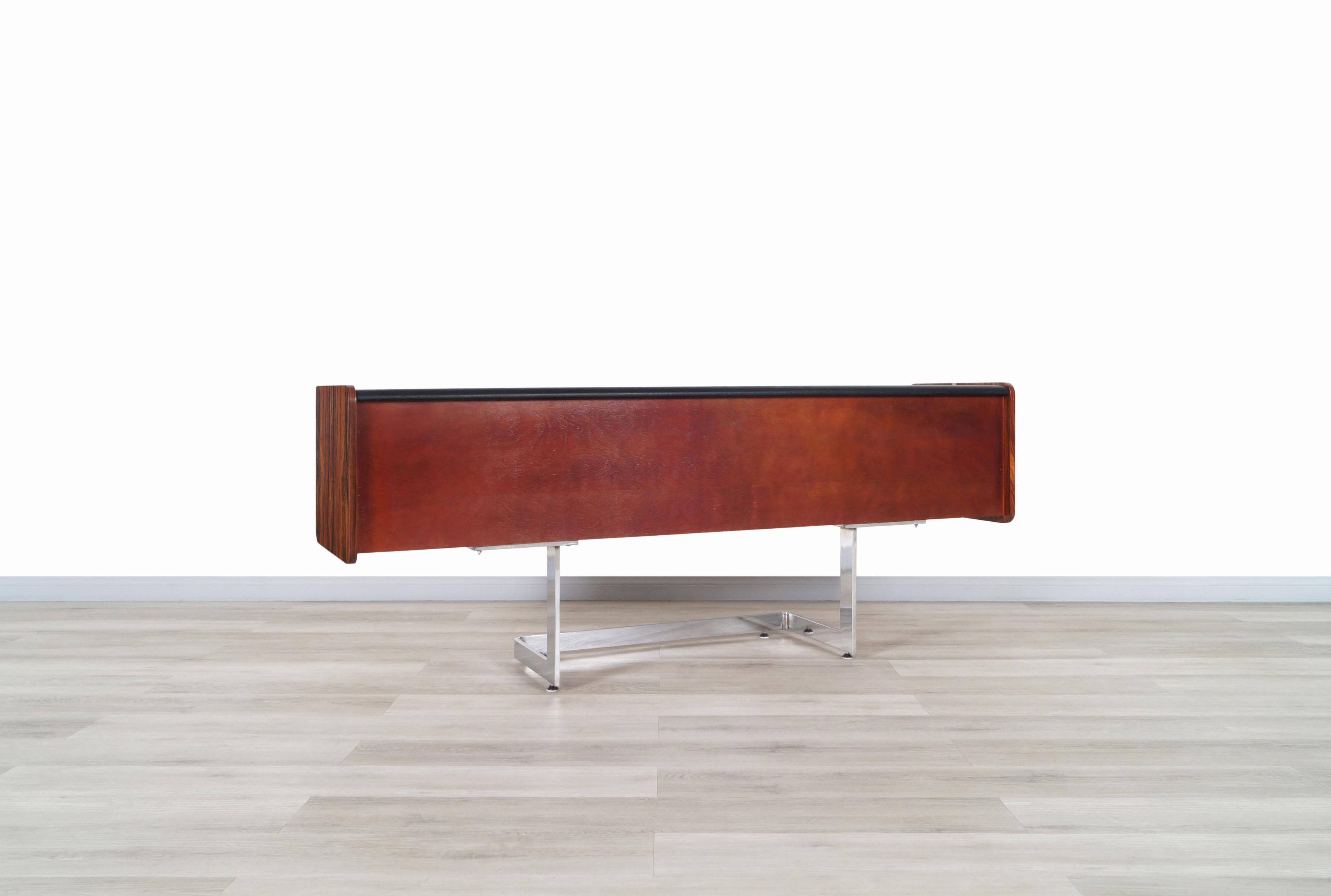 Midcentury Rosewood and Chrome Credenza by Ste. Marie & Laurent 5