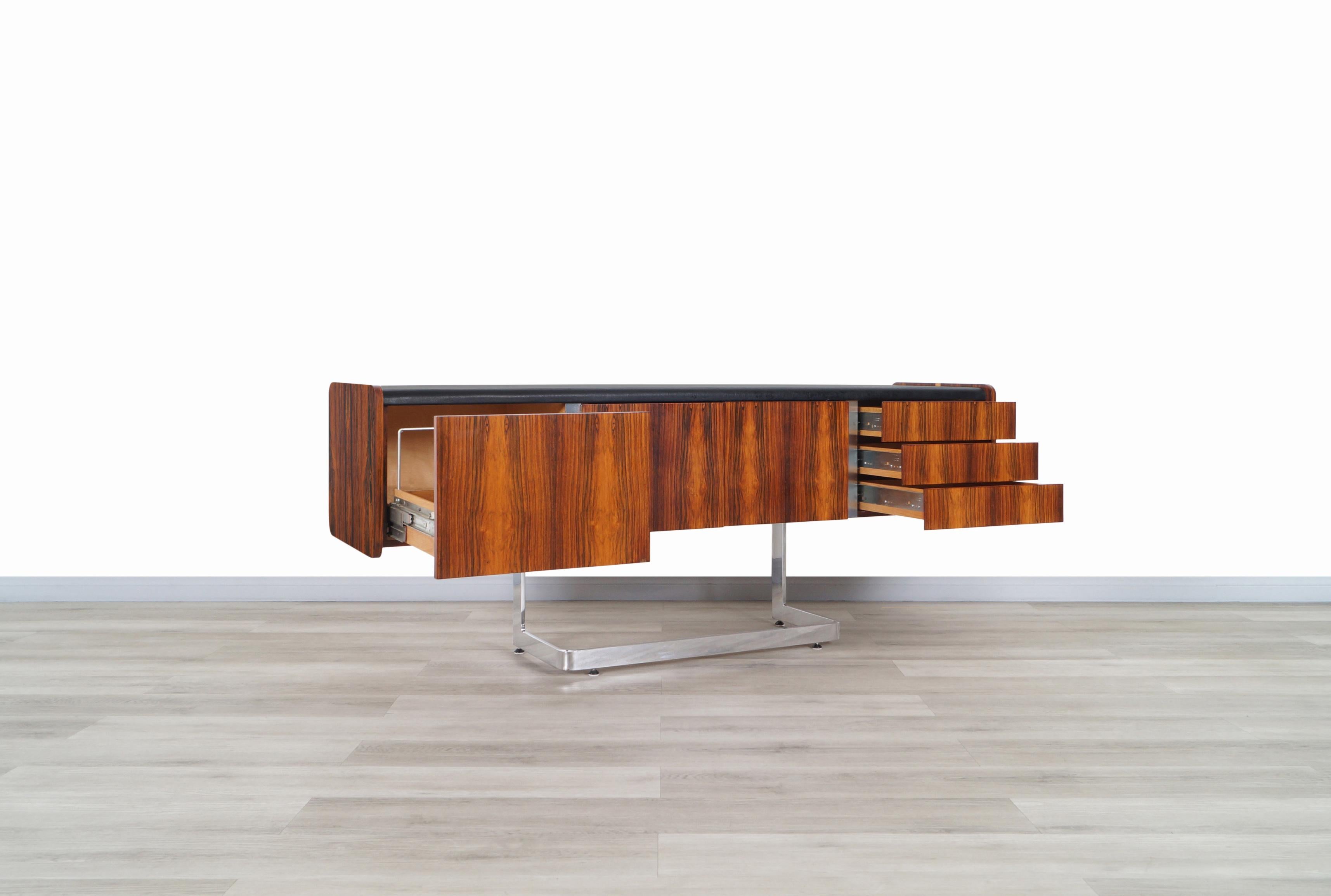 Mid-Century Modern Midcentury Rosewood and Chrome Credenza by Ste. Marie & Laurent