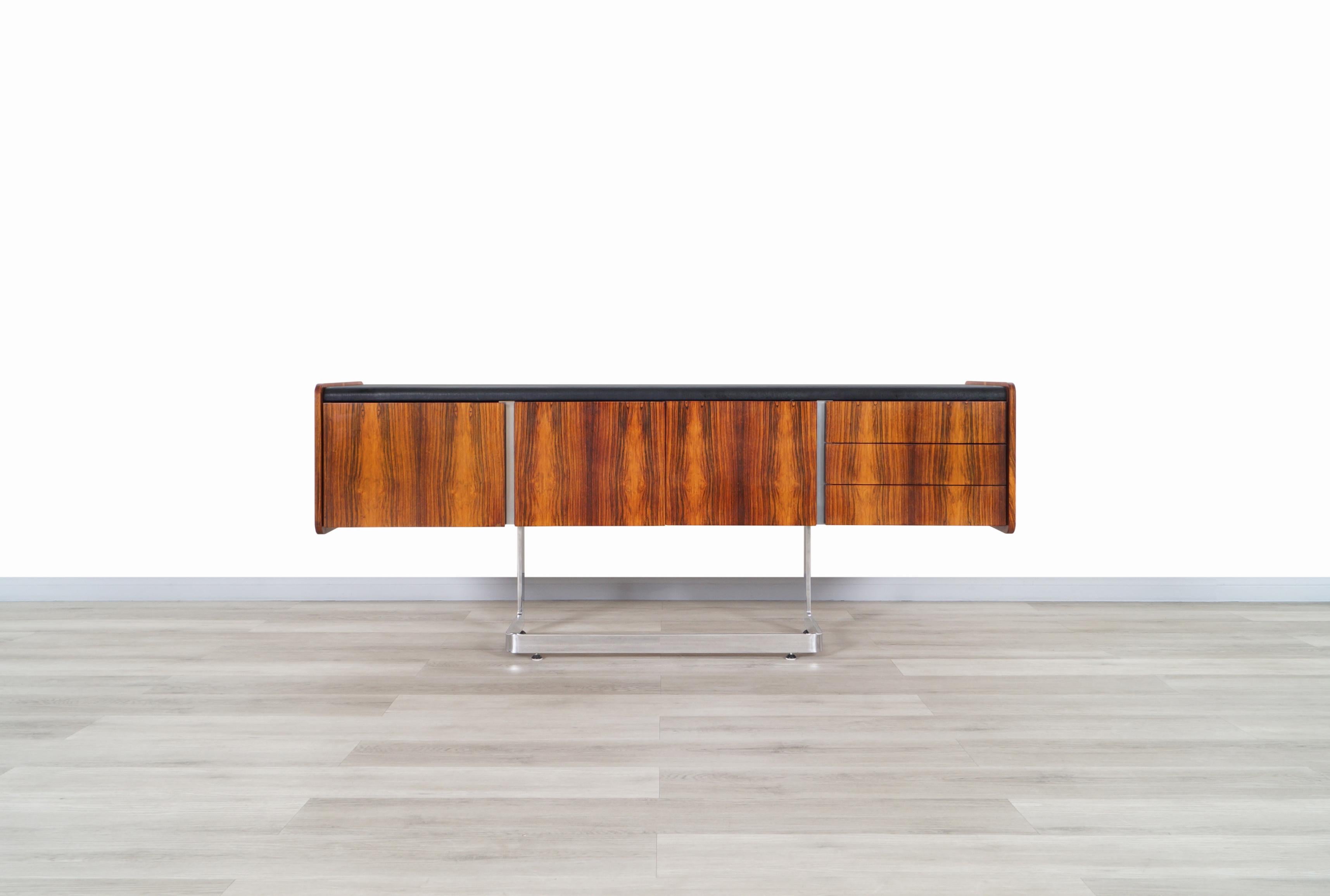 Midcentury Rosewood and Chrome Credenza by Ste. Marie & Laurent 1