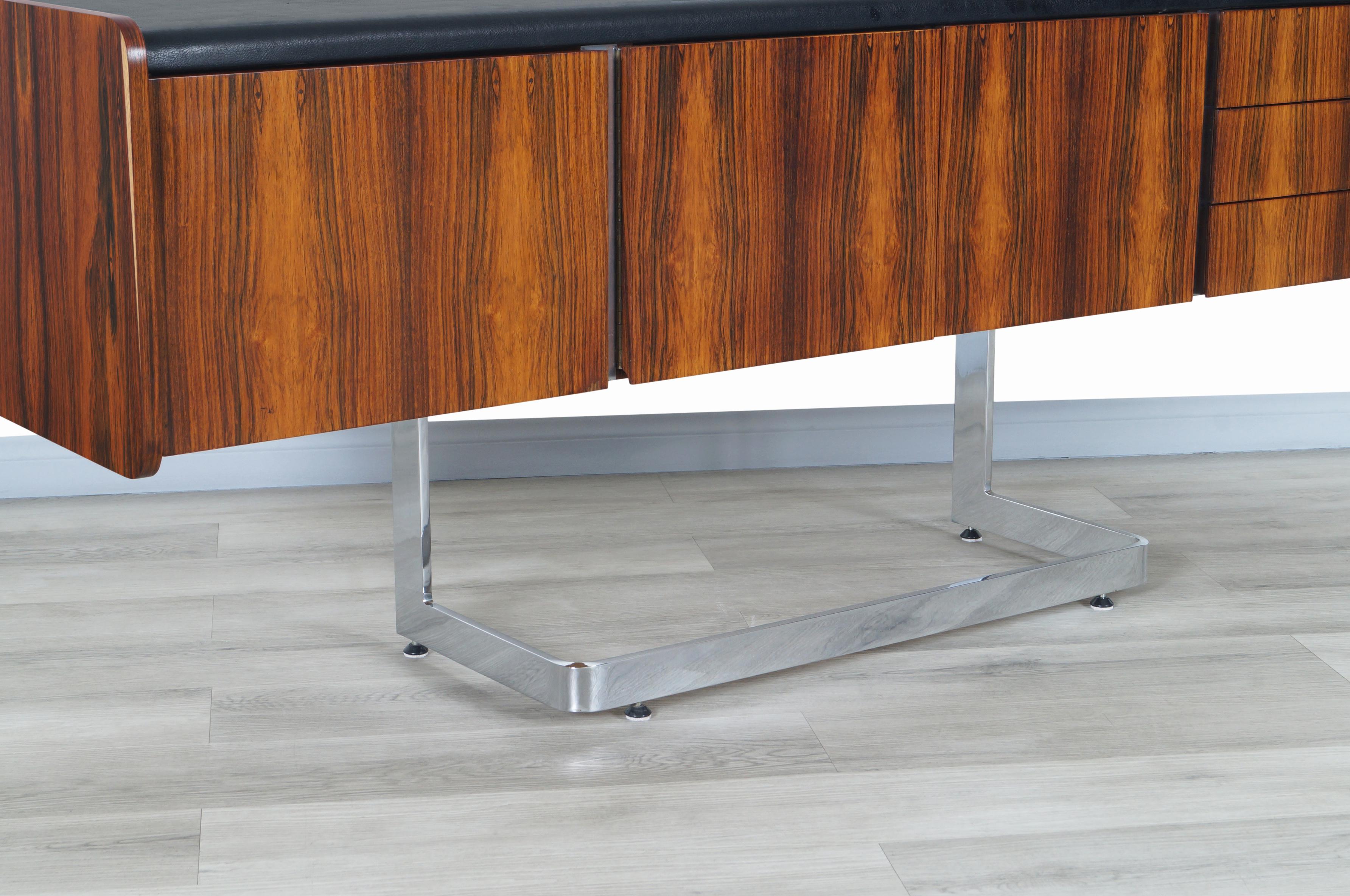 Midcentury Rosewood and Chrome Credenza by Ste. Marie & Laurent 2