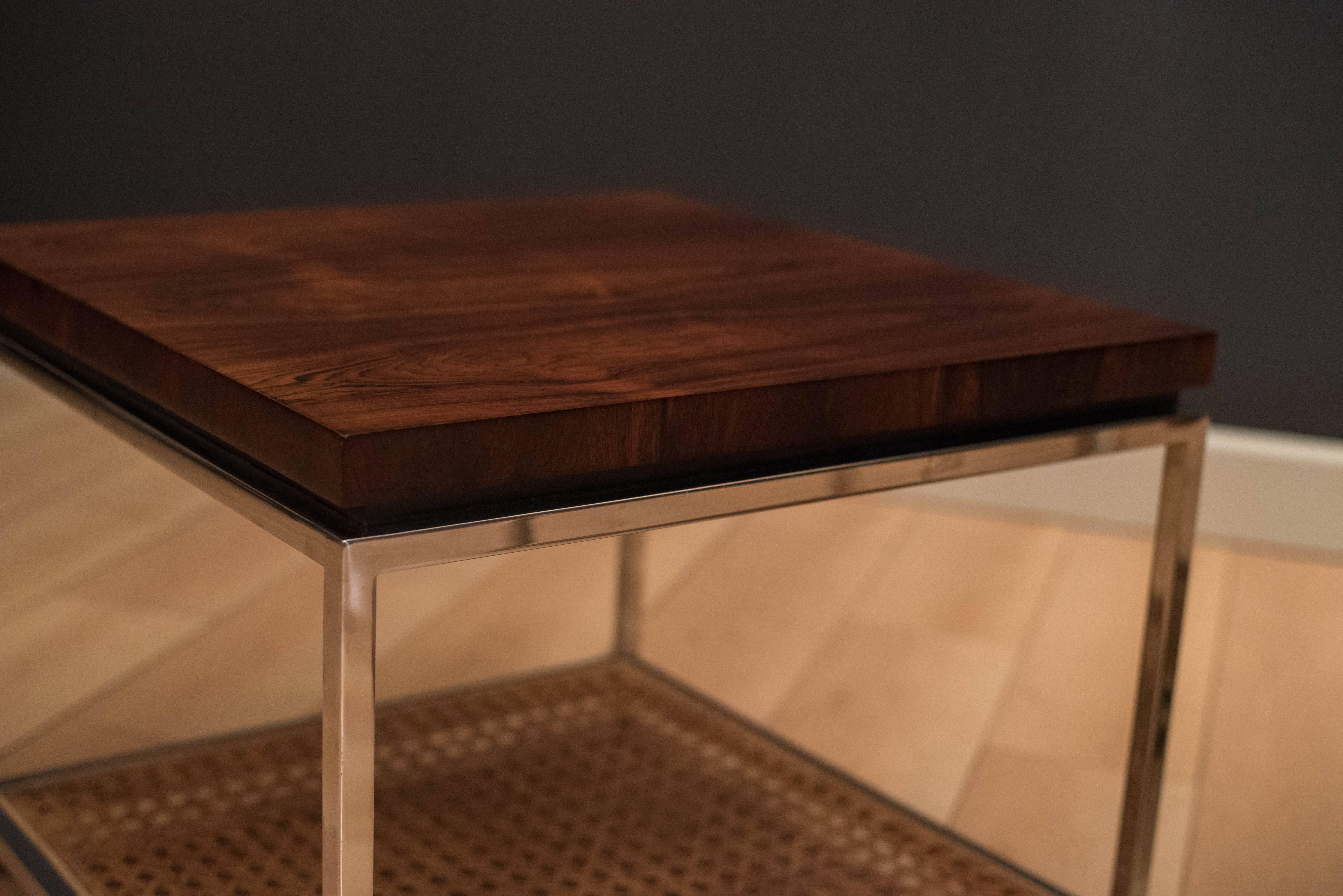 Mid-20th Century Mid Century Rosewood and Chrome Side Tables