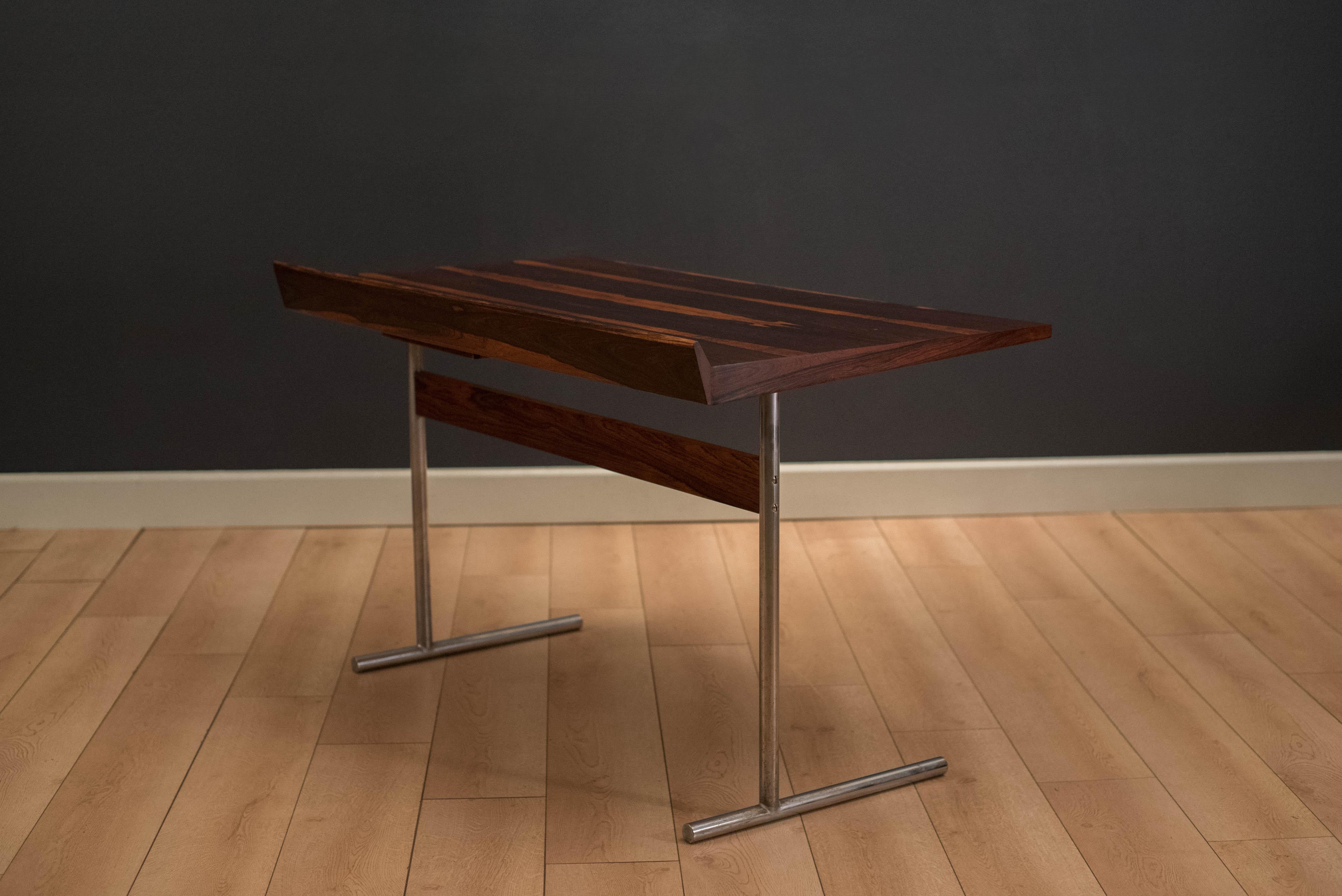 Late 20th Century Mid Century Rosewood and Chrome Writing Desk