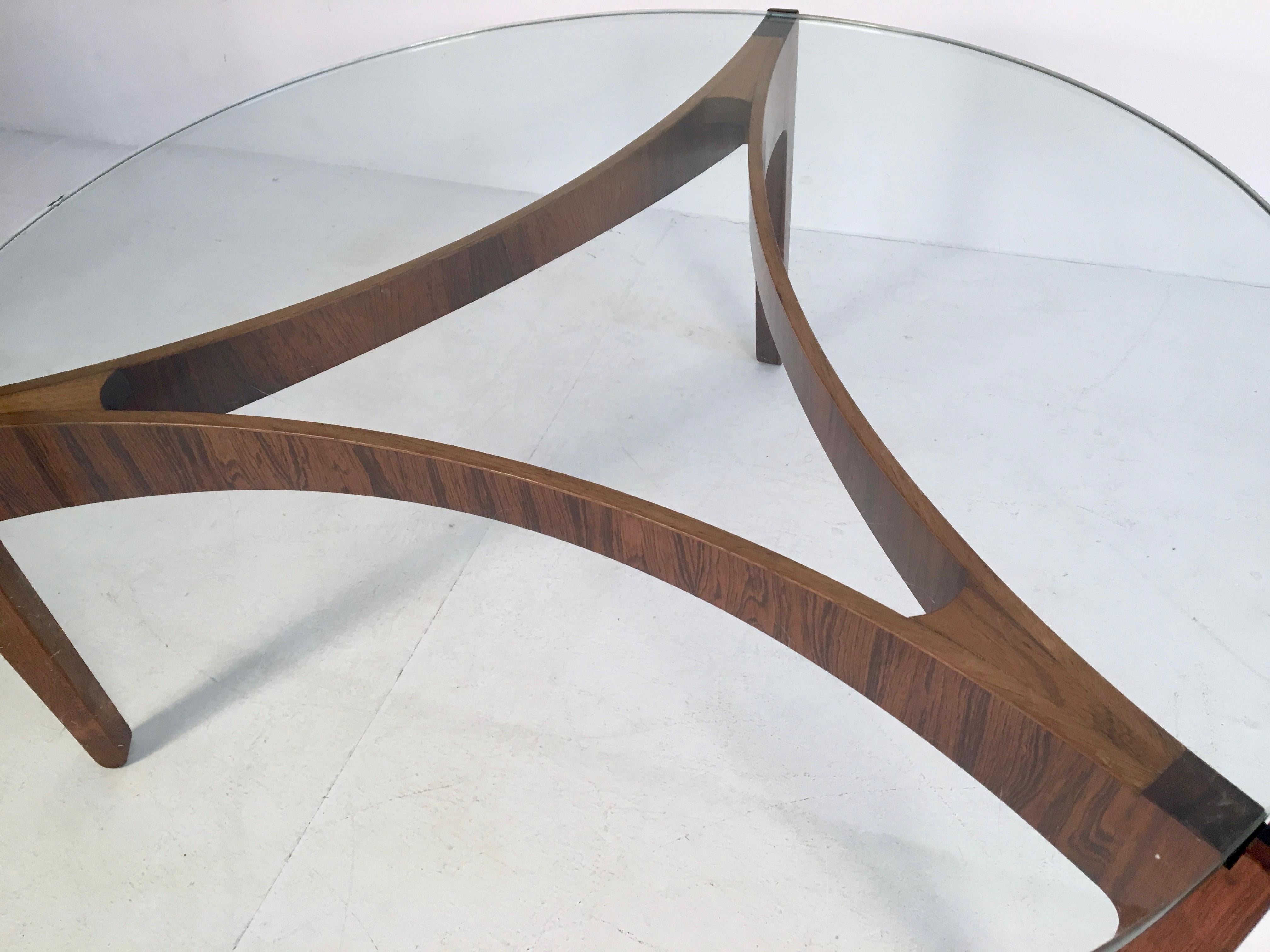 Midcentury Rosewood and Glass Coffee Table by S. Ellekaer, Denmark, circa 1960 4
