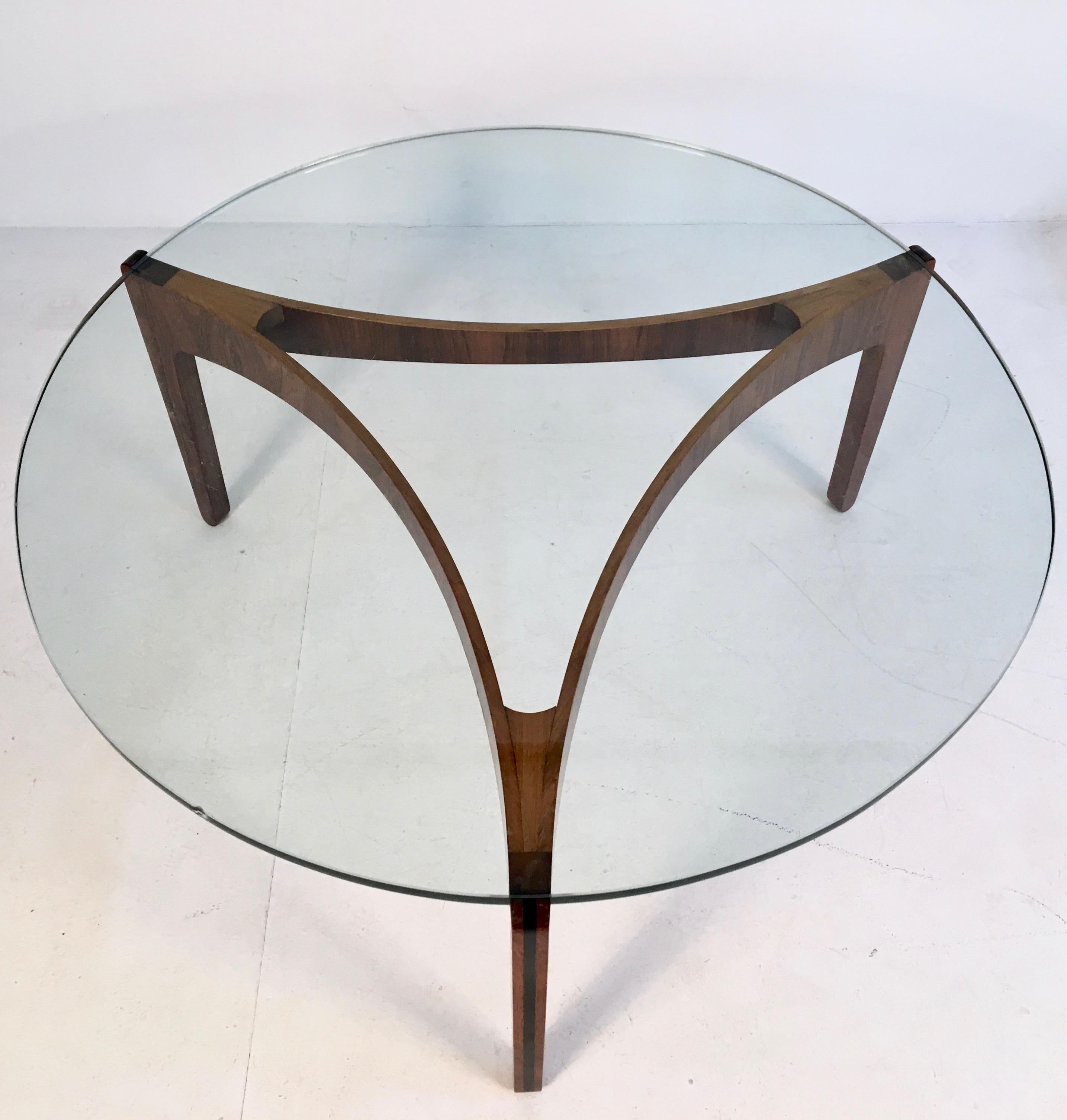Midcentury Rosewood and Glass Coffee Table by S. Ellekaer, Denmark, circa 1960 In Good Condition In London, GB
