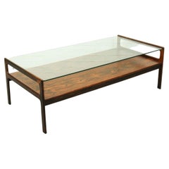 Mid Century Rosewood and Glass Coffee Table, Denmark 1960