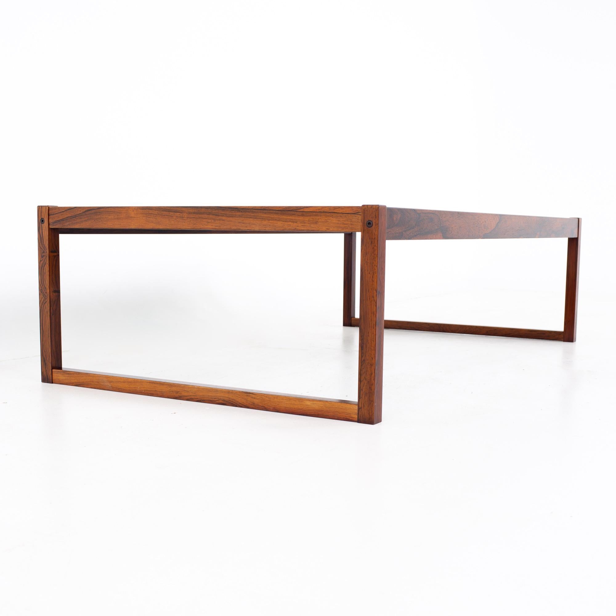 American Midcentury Rosewood and Glass Coffee Table